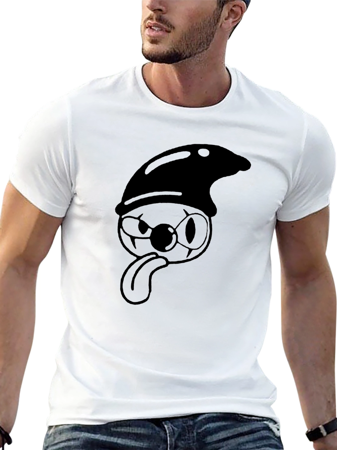 Black Funny Cartoon Character T-Shirt - Black view 13