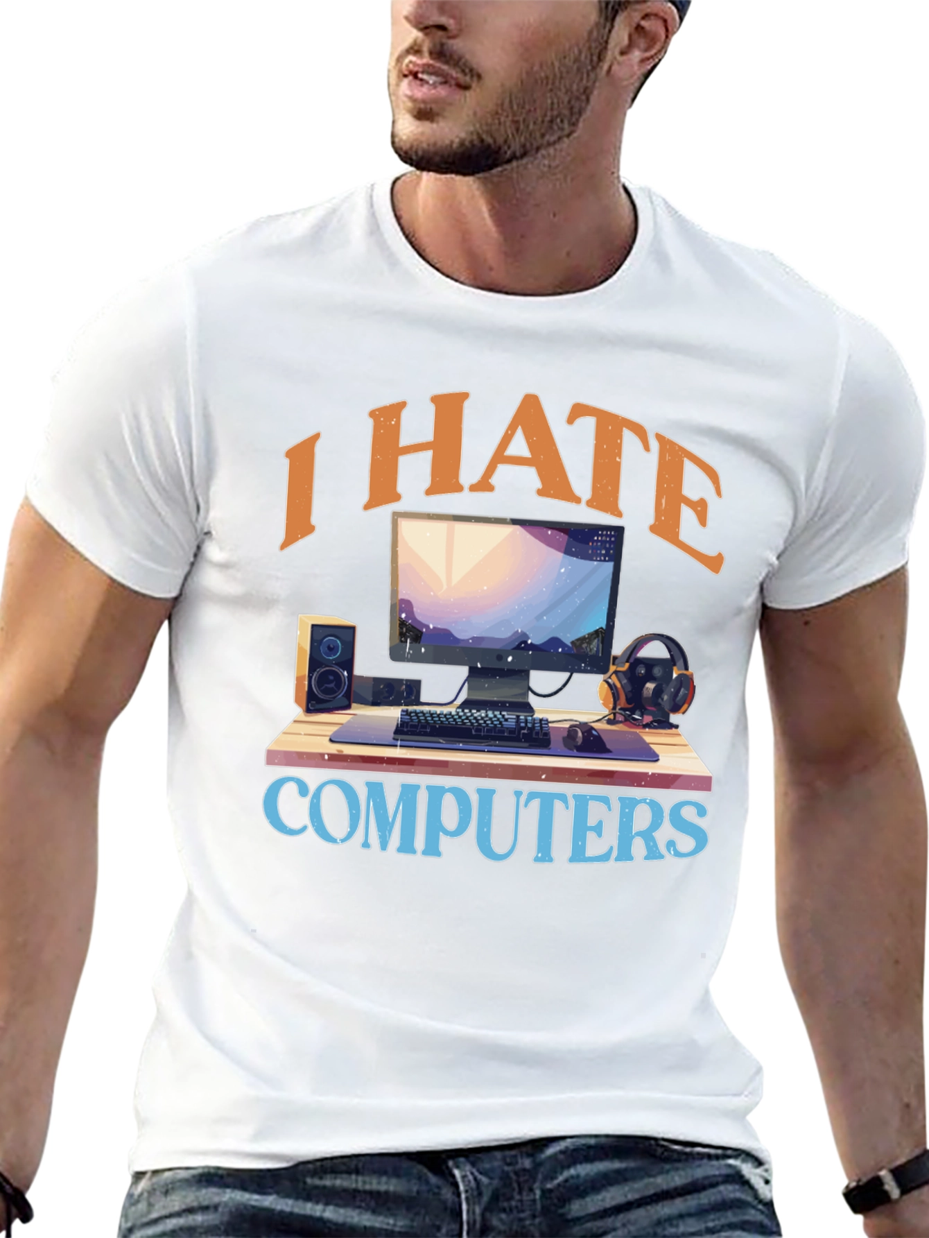 Black I Hate Computers Graphic Tee view 13
