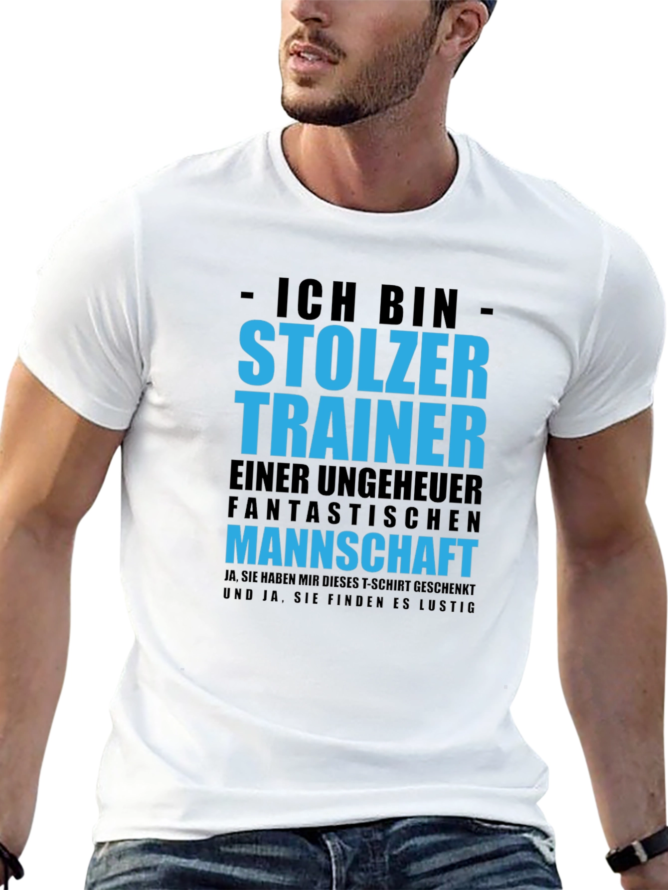 Black Proud Trainer T-Shirt - German Text Design view 13