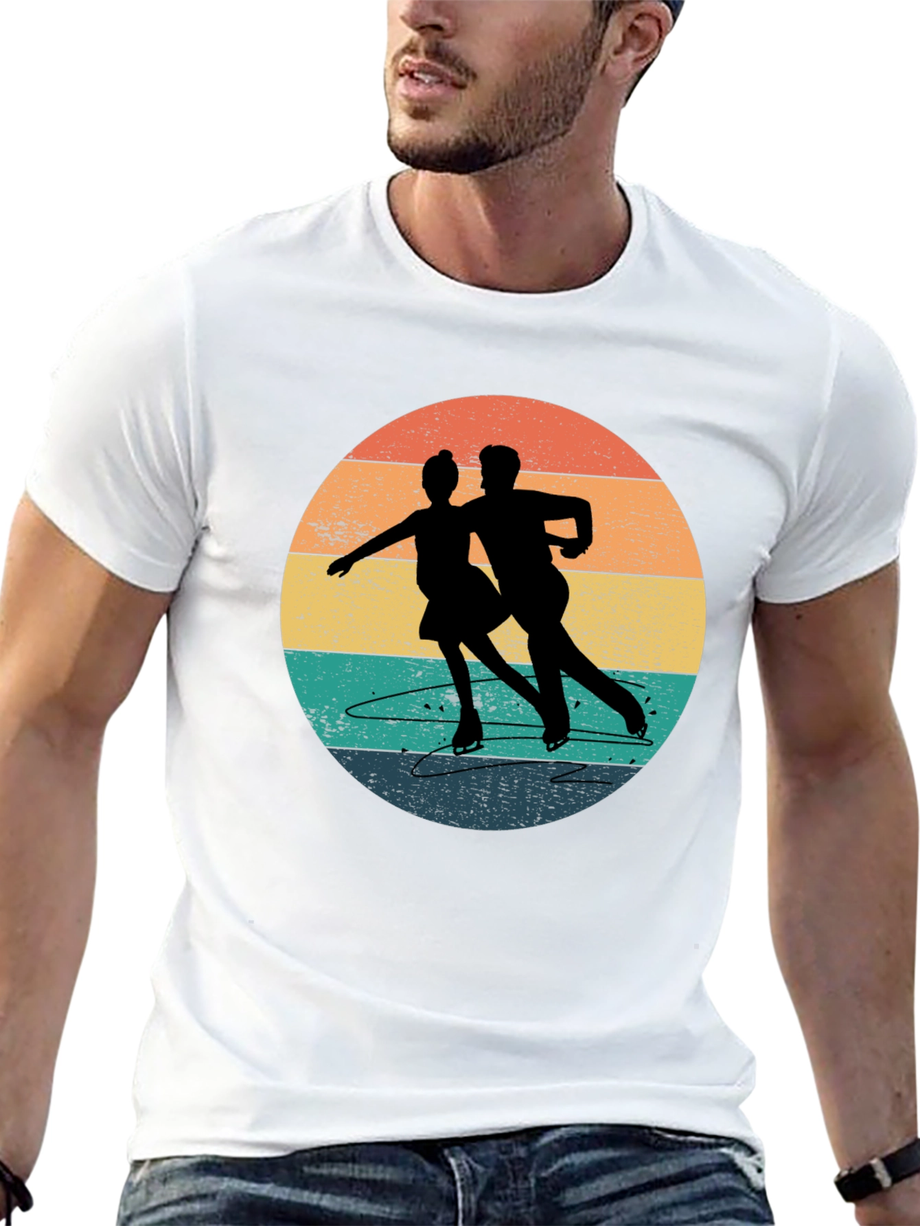 Black Vintage Figure Skating T-Shirt - Retro Style view 13