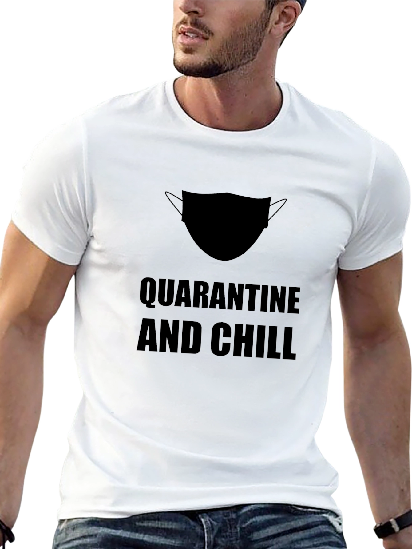 Black Quarantine and Chill T-Shirt - Black view 13