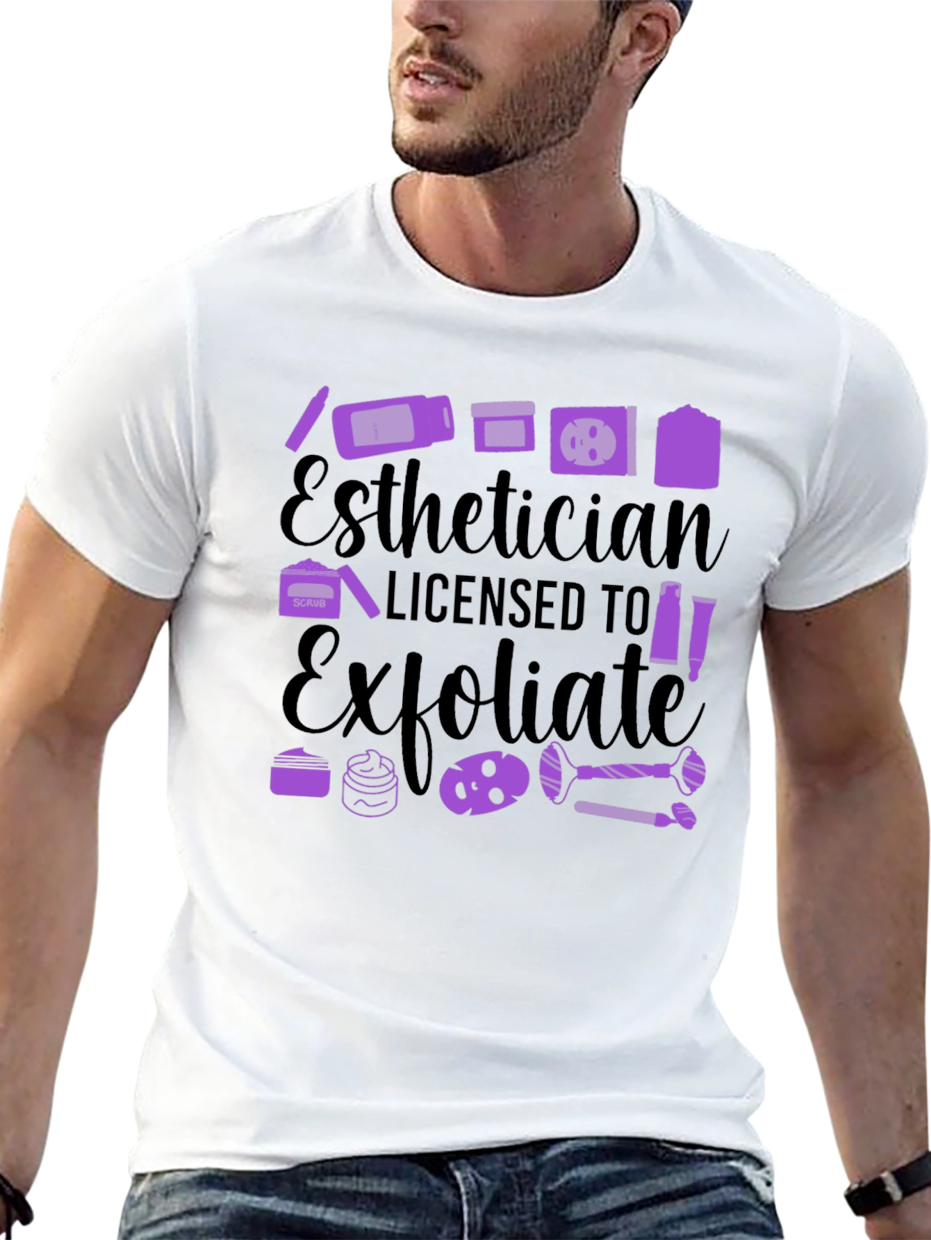 Black Esthetician Licensed to Exfoliate T-Shirt view 13