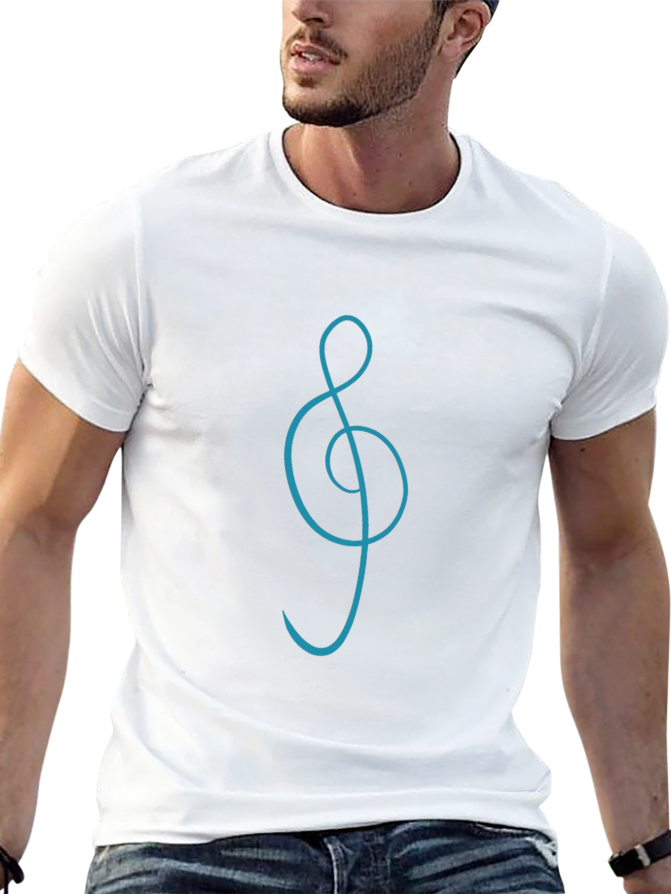 Black Musical Clef Graphic Tee - Stylish Black T-Shirt view 13