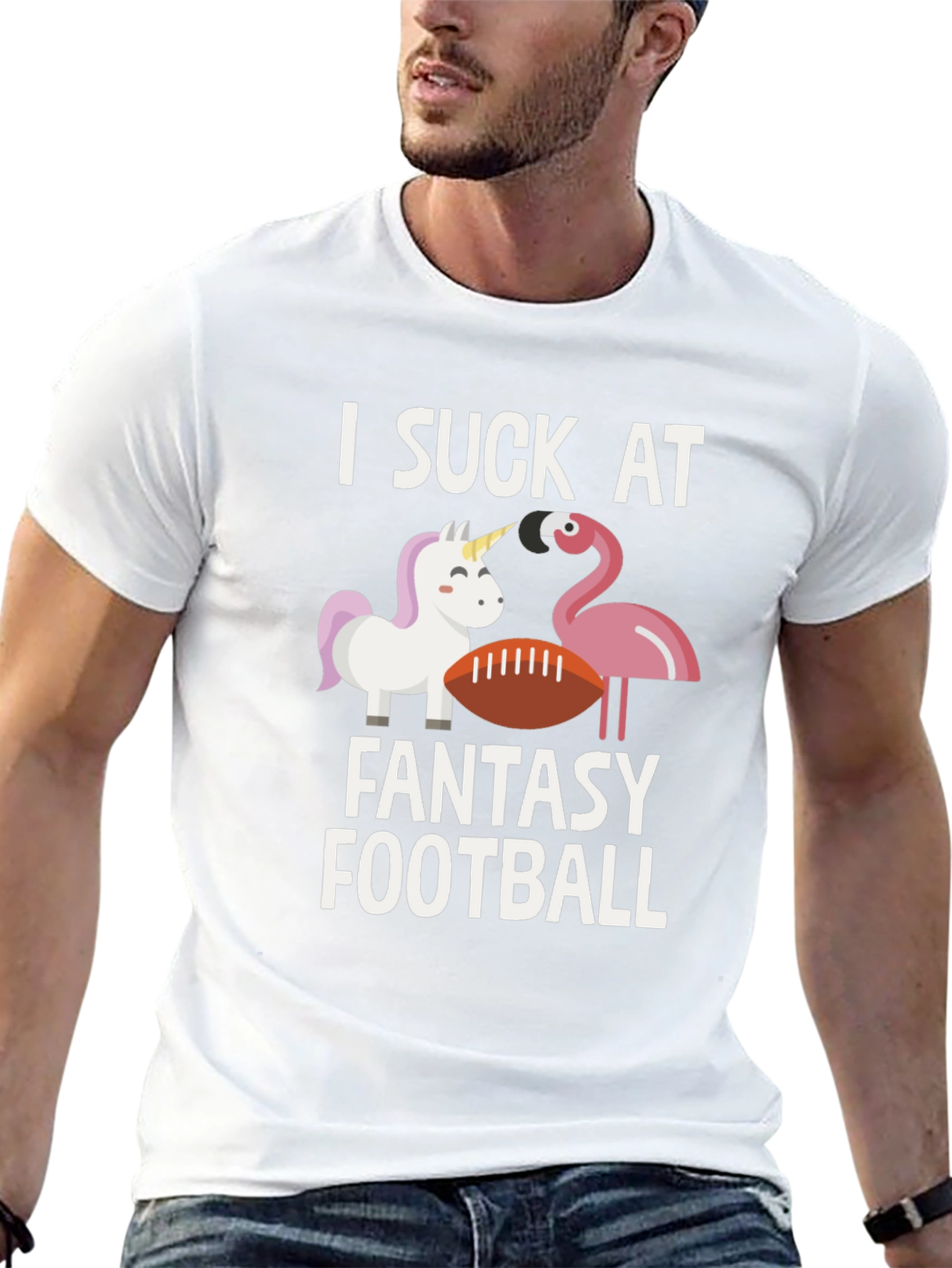 Black I Suck at Fantasy Football T-Shirt view 13