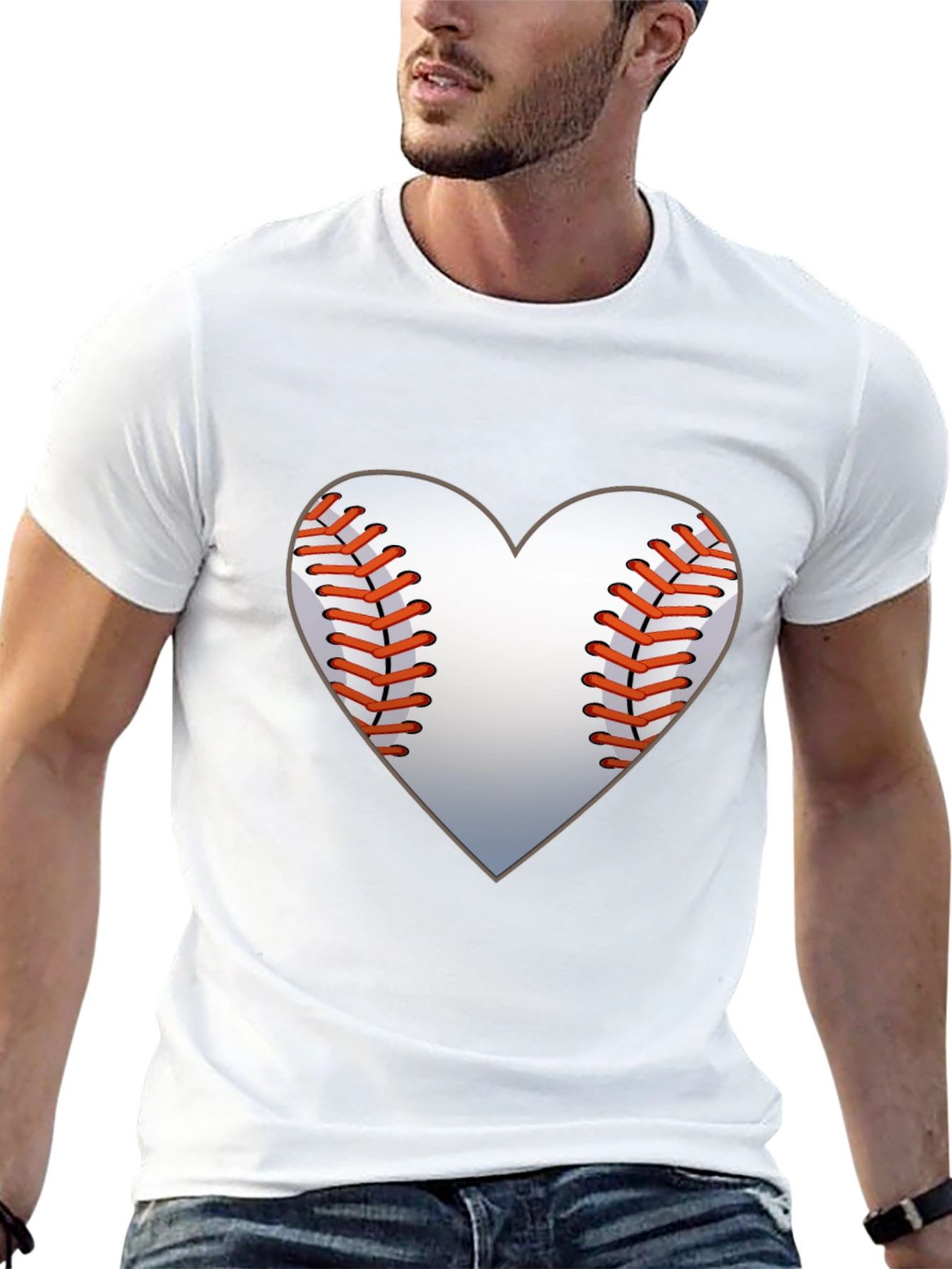 Black Baseball Heart Graphic Tee - Black Cotton Shirt view 13
