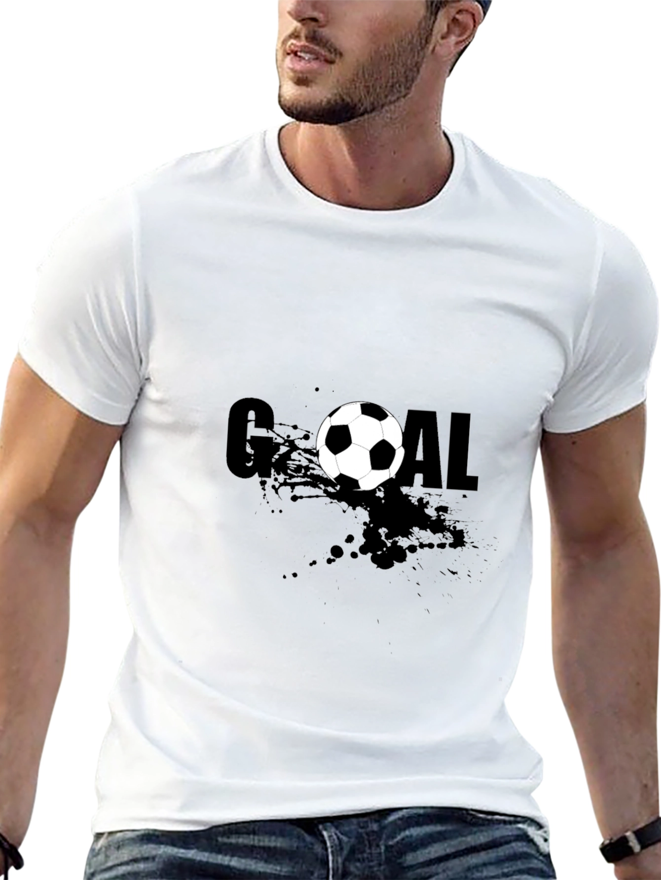 Black Goal T-Shirt Soccer Ball Design view 13