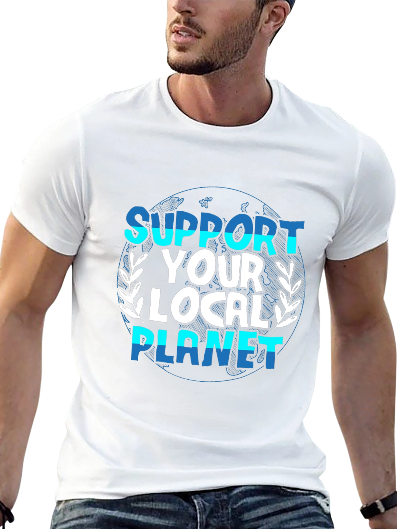 Black Support Your Local Planet Graphic T-Shirt view 13