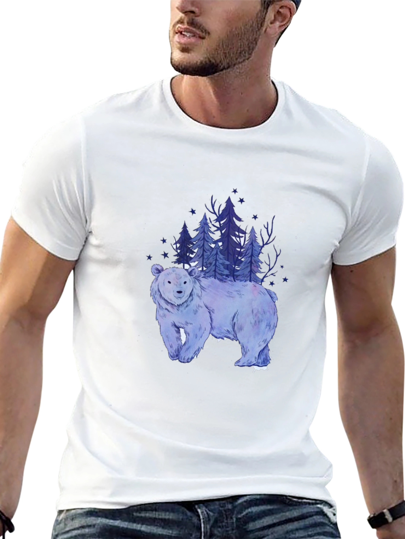 Black Bear & Forest Graphic T-Shirt view 13
