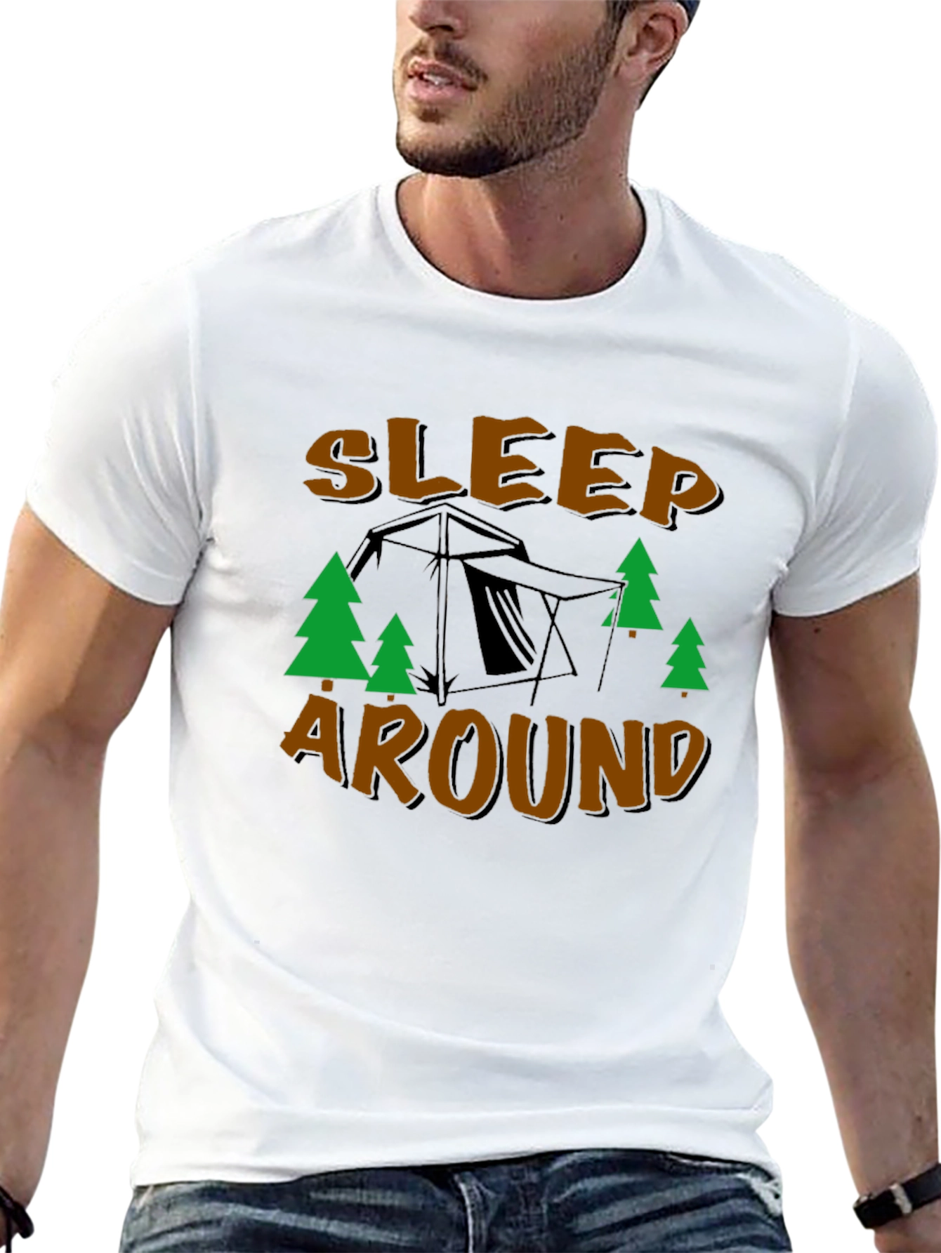 Black Sleep Around Camping T-Shirt view 13