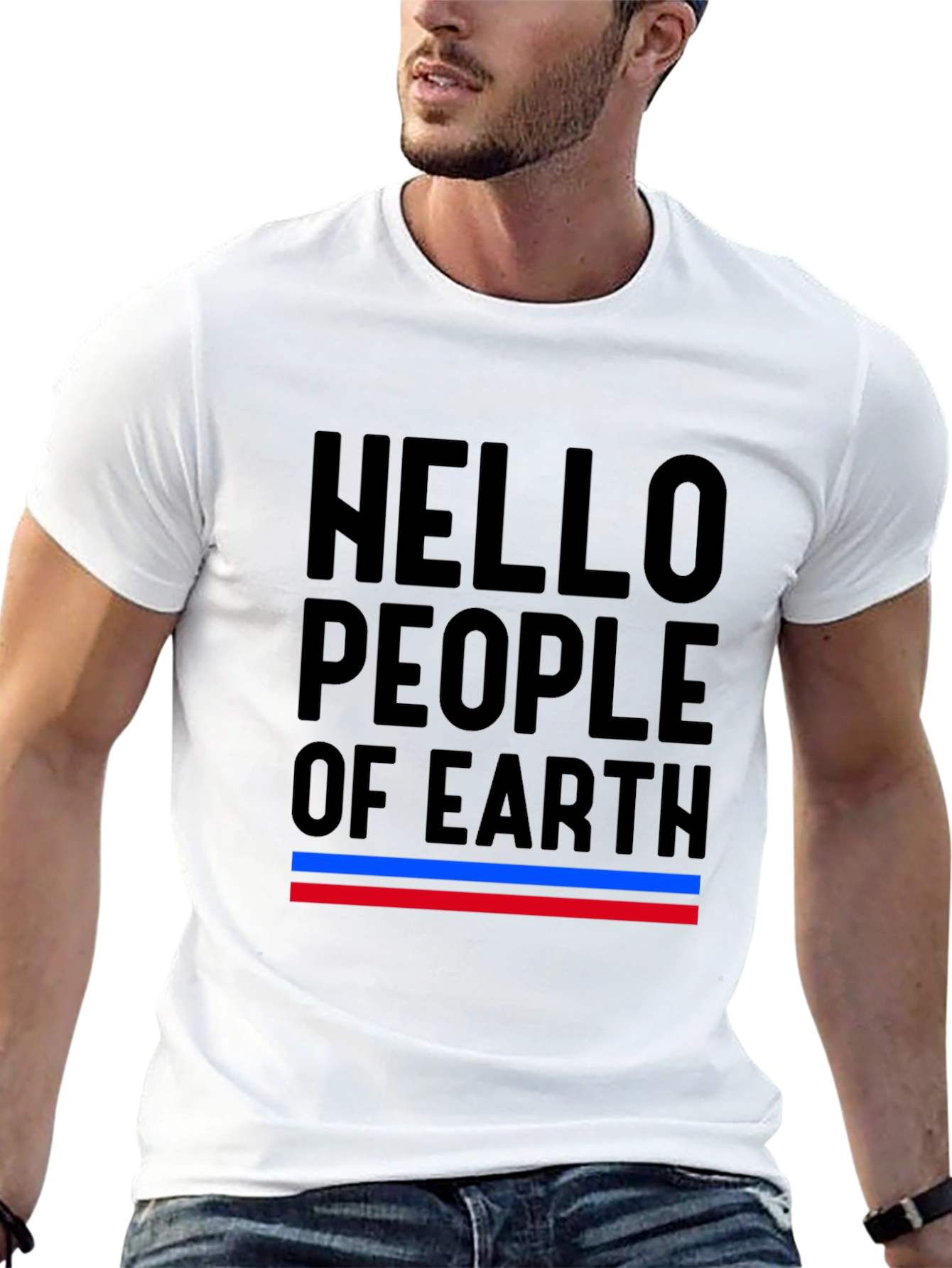Black Hello People of Earth Graphic Tee view 13