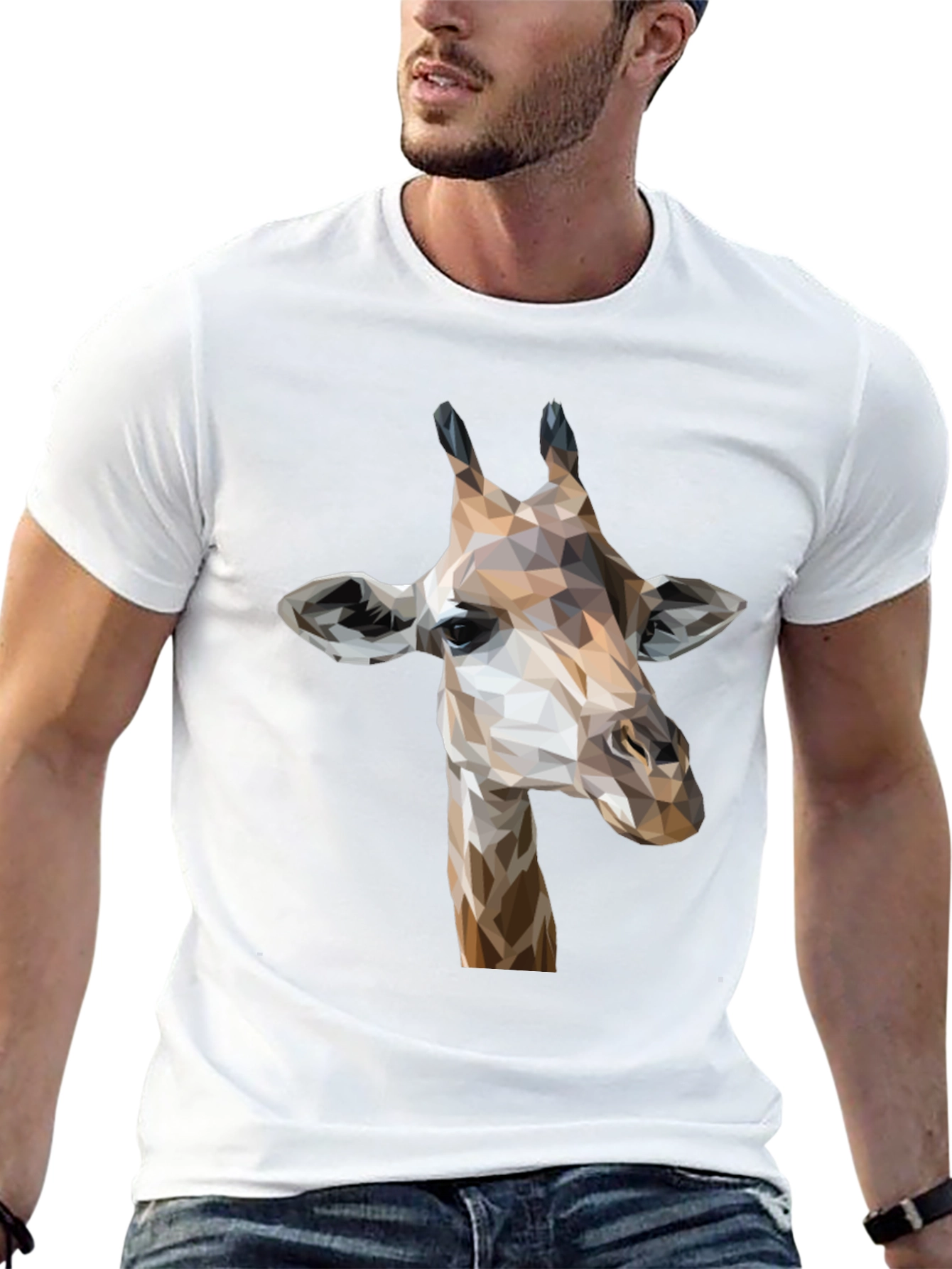 Black Geometric Giraffe Graphic Tee - Modern Animal Print Shirt view 13