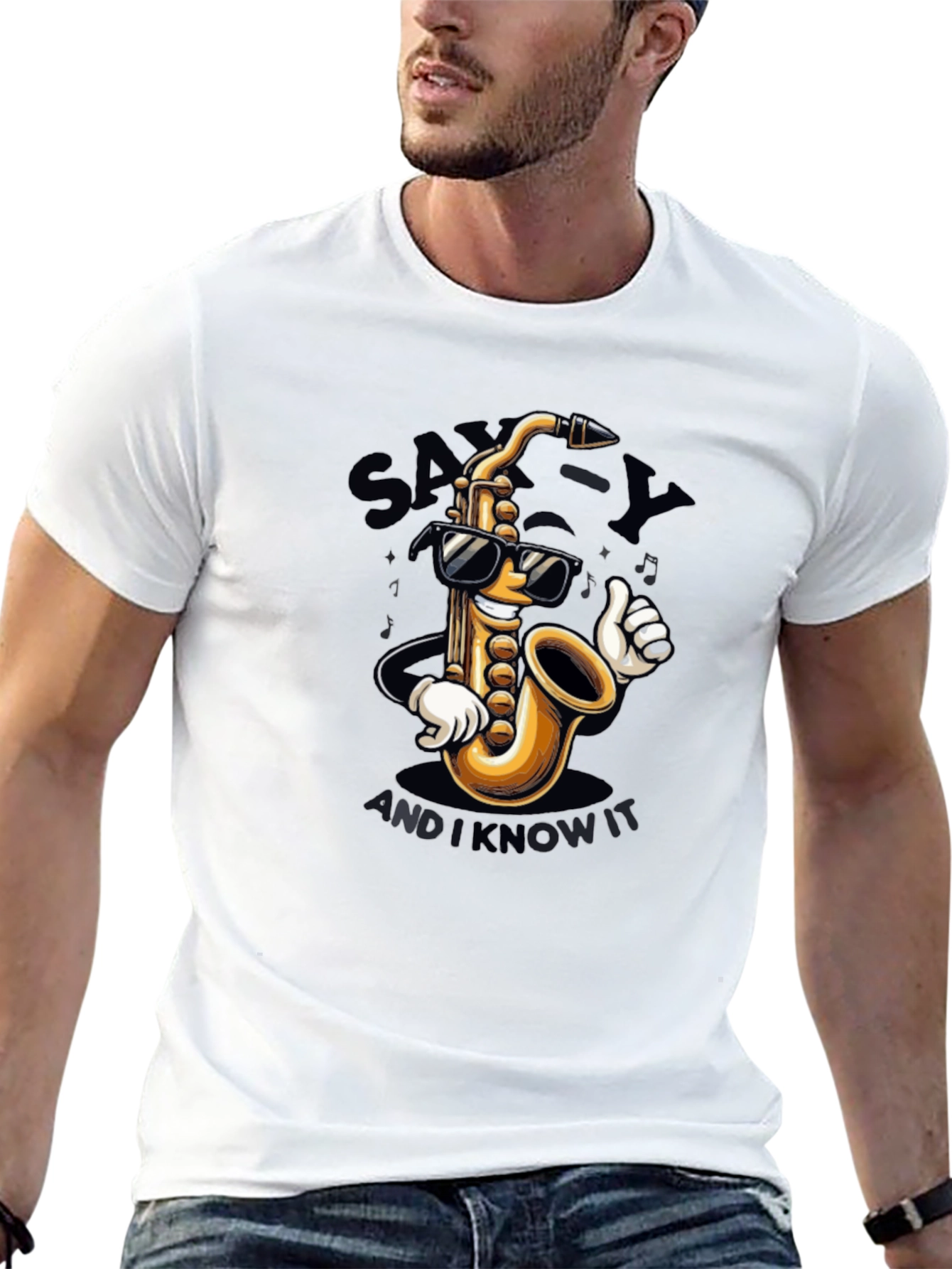 Black Sax-y and I Know It Black Graphic T-Shirt view 13