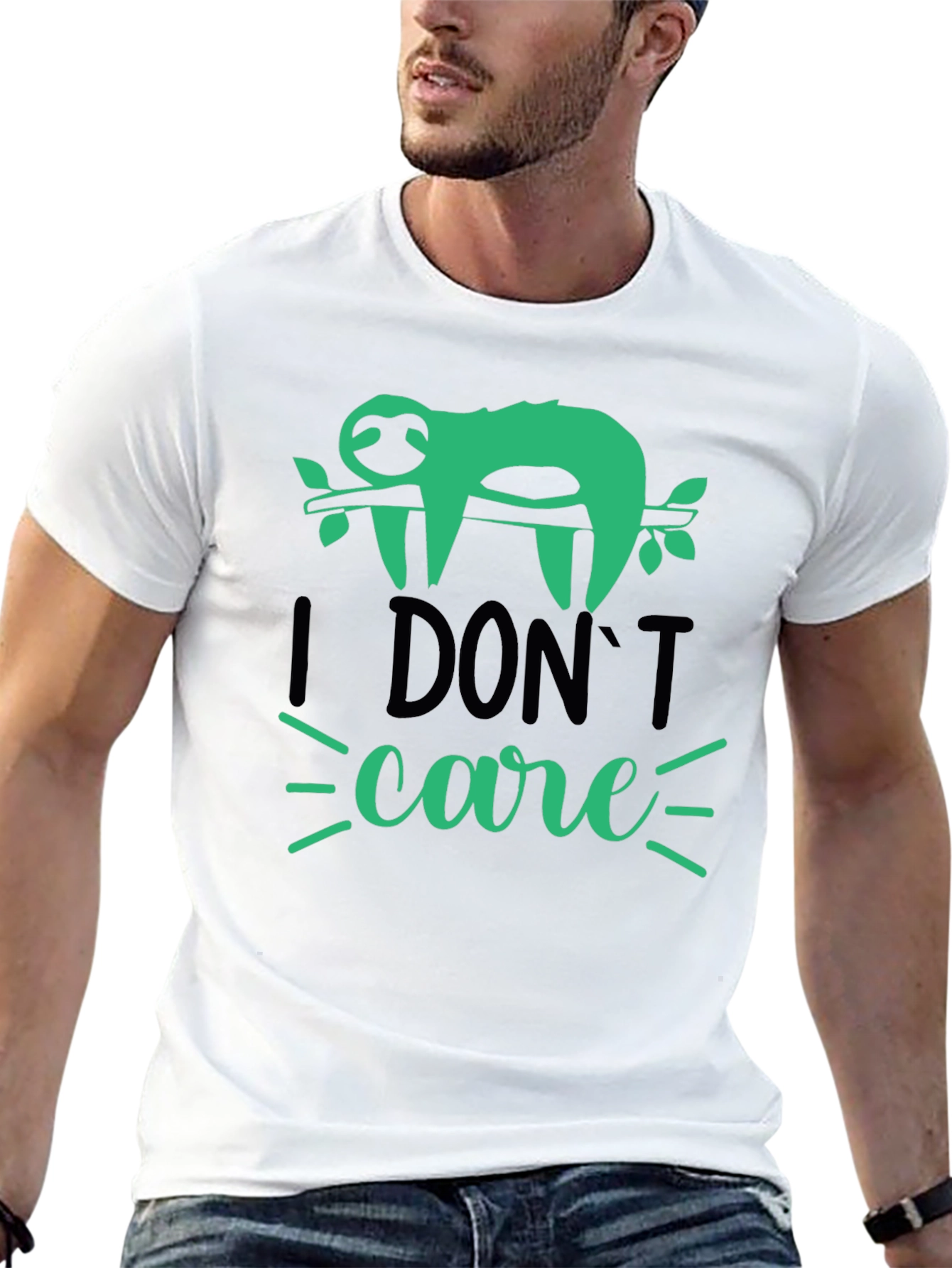 Black I Don't Care Sloth T-Shirt - Funny Graphic Tee view 13