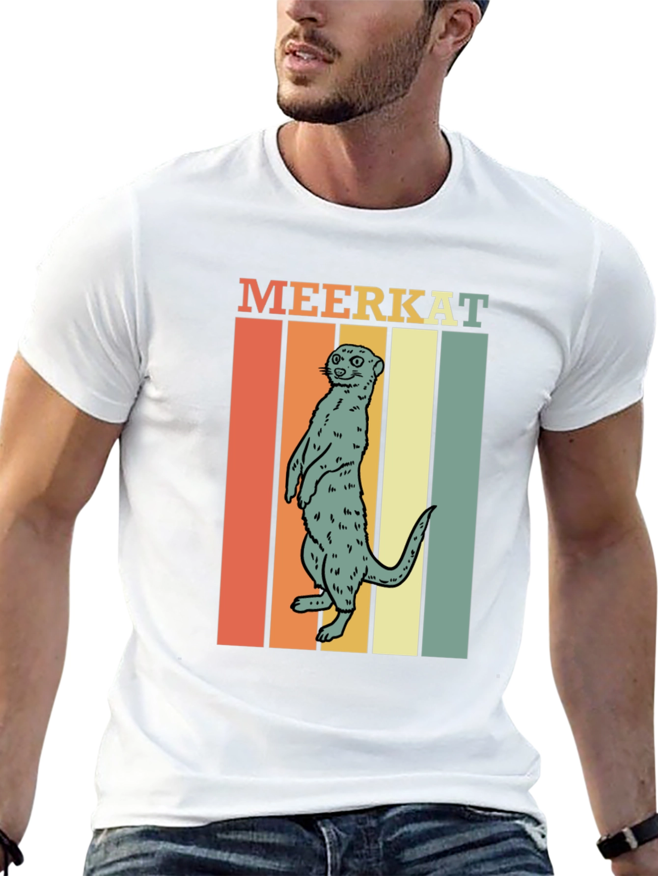 Black Retro Meerkat Graphic Tee - Unique Animal Lover Shirt view 13