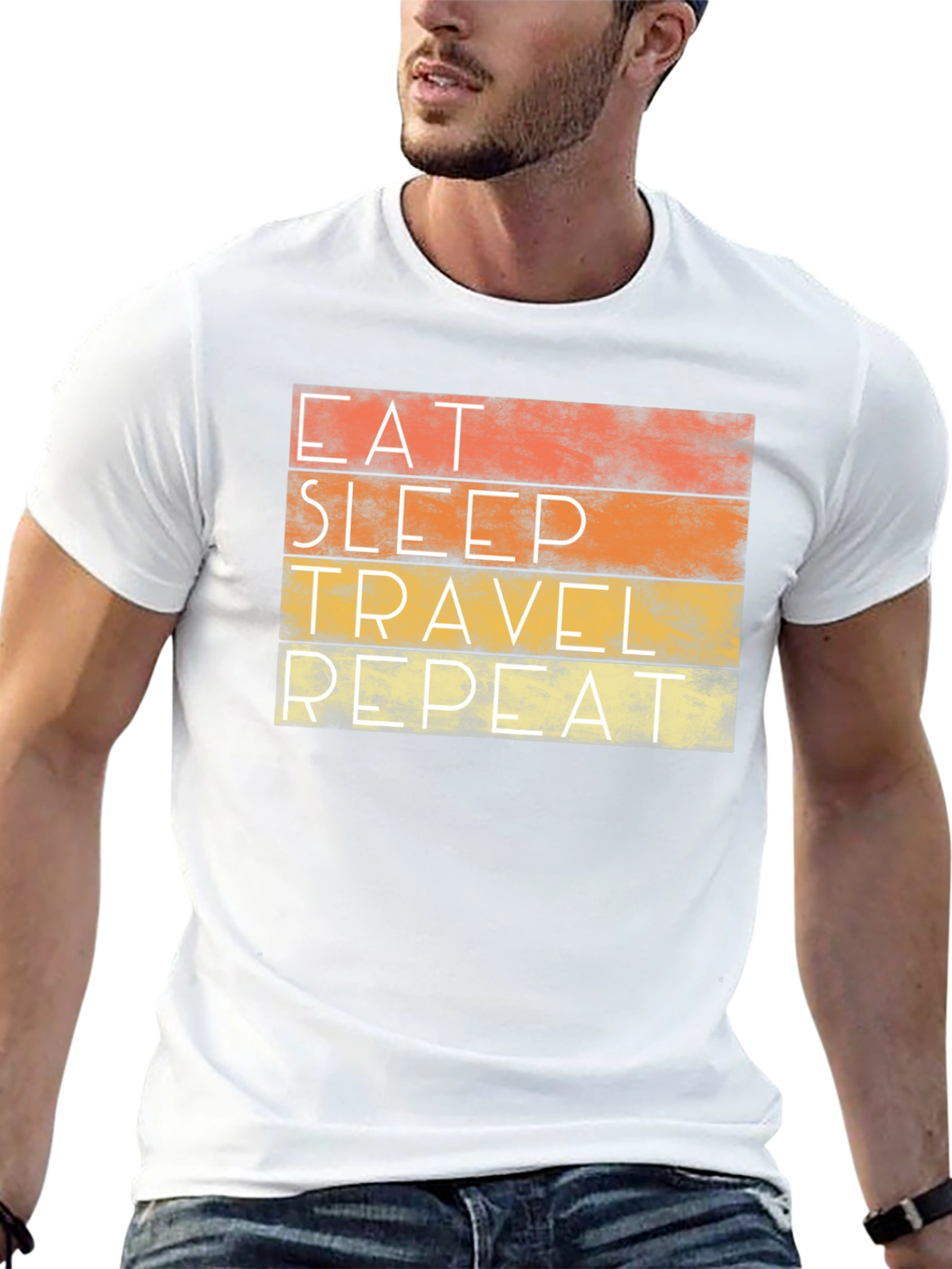 Black Eat Sleep Travel Repeat Graphic Tee view 13
