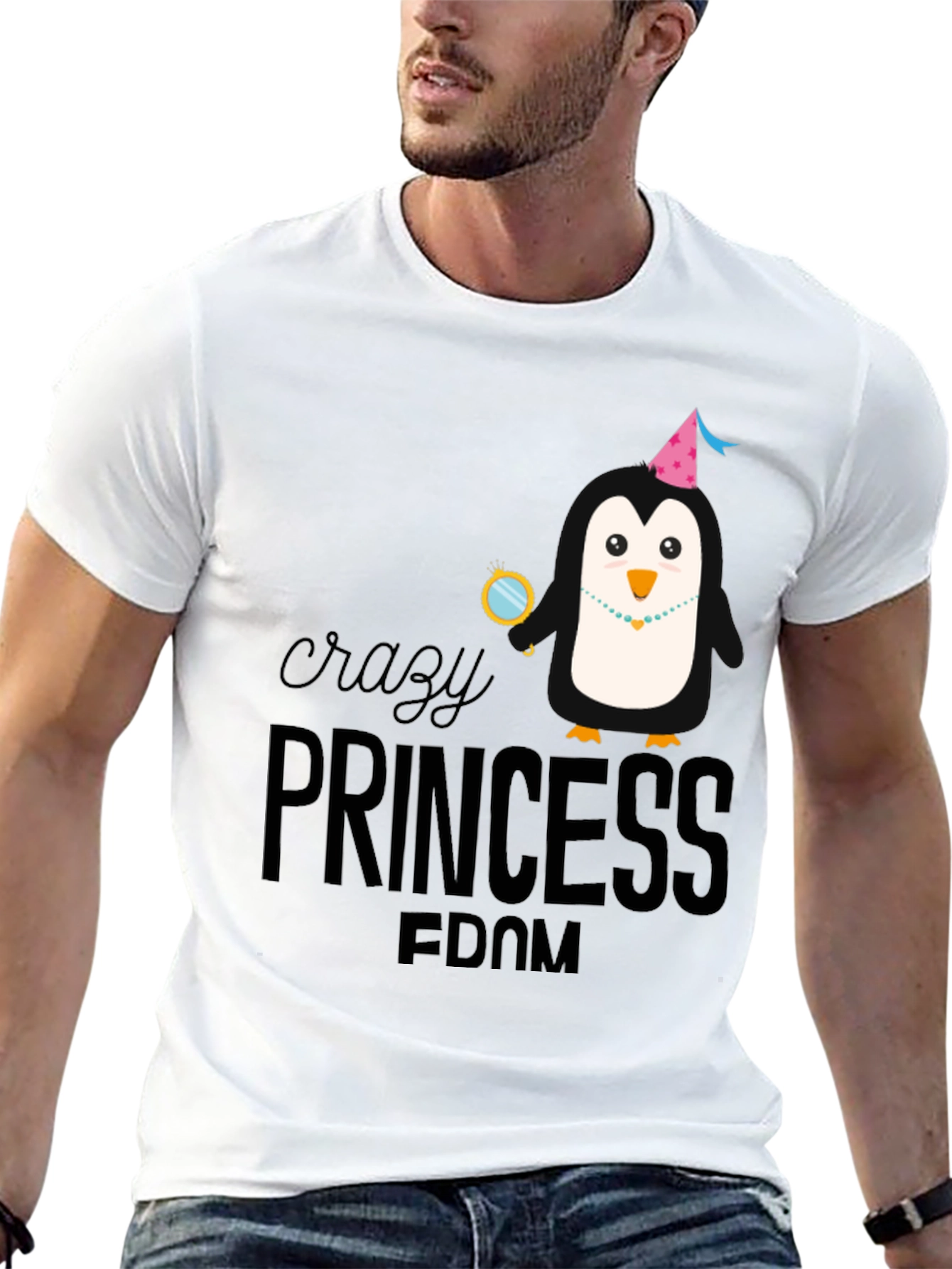 Black Crazy Princess Penguin Black T-Shirt view 13
