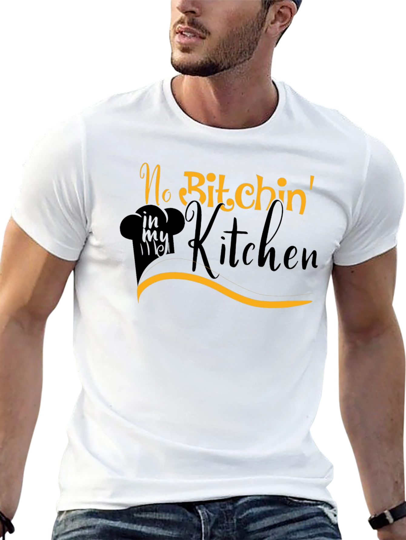 Black No Bitchin' in my Kitchen T-Shirt - Chef's Humor view 13