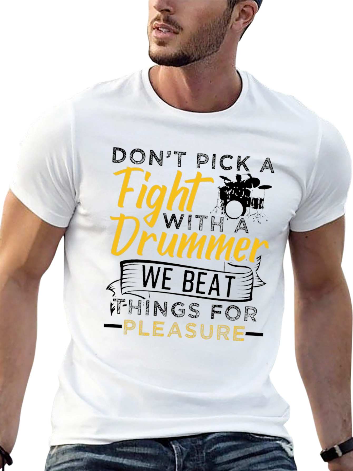 Black Don't Pick a Fight Drummer Black T-Shirt view 13