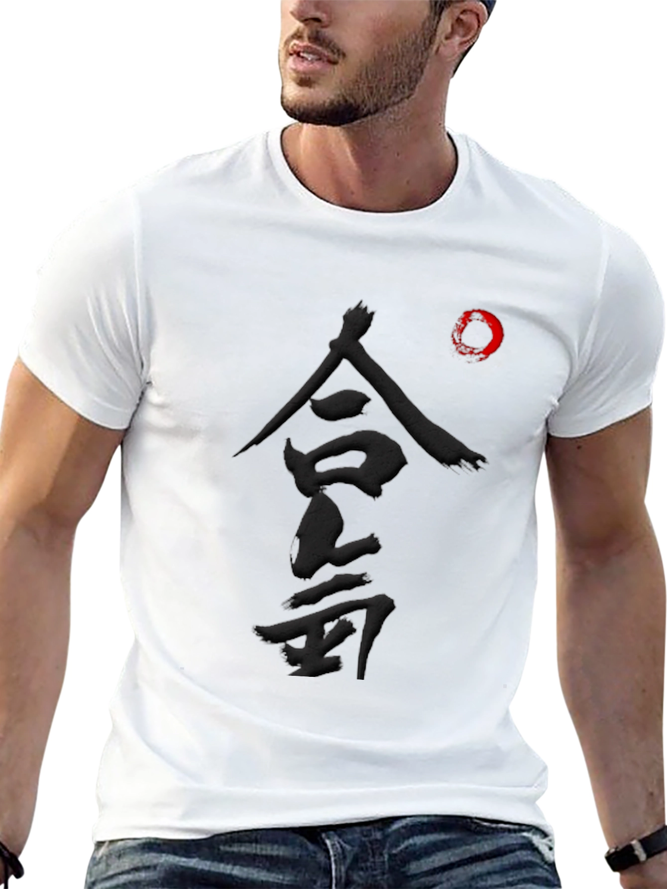 Black Japanese Calligraphy Graphic Black T-Shirt view 13