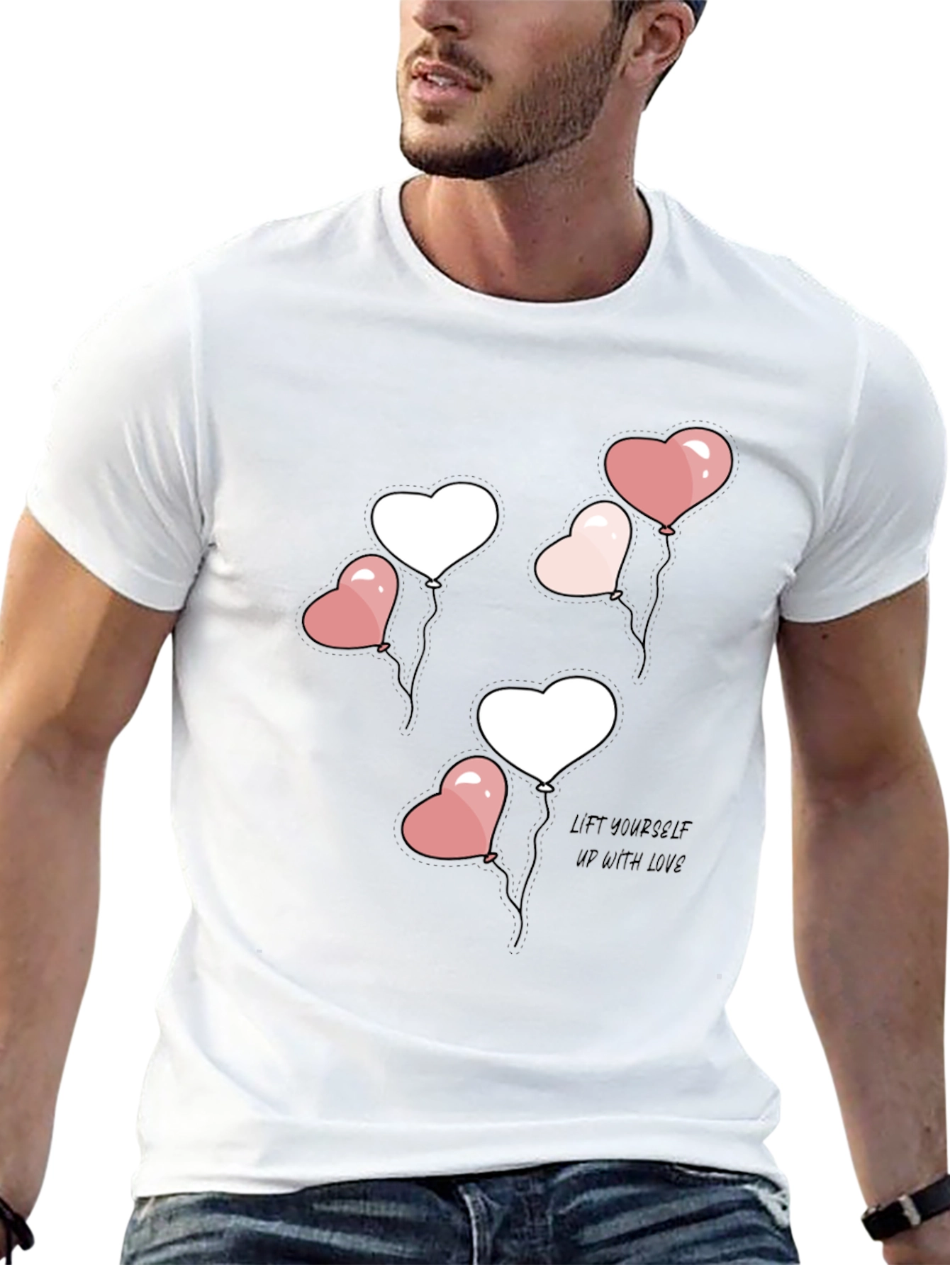 Black Heart Balloons Graphic Tee - Lift Yourself Up With Love view 13