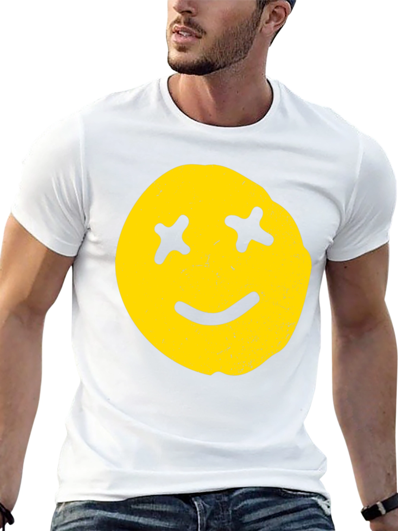Black Distressed Smiley Face Graphic Tee view 13