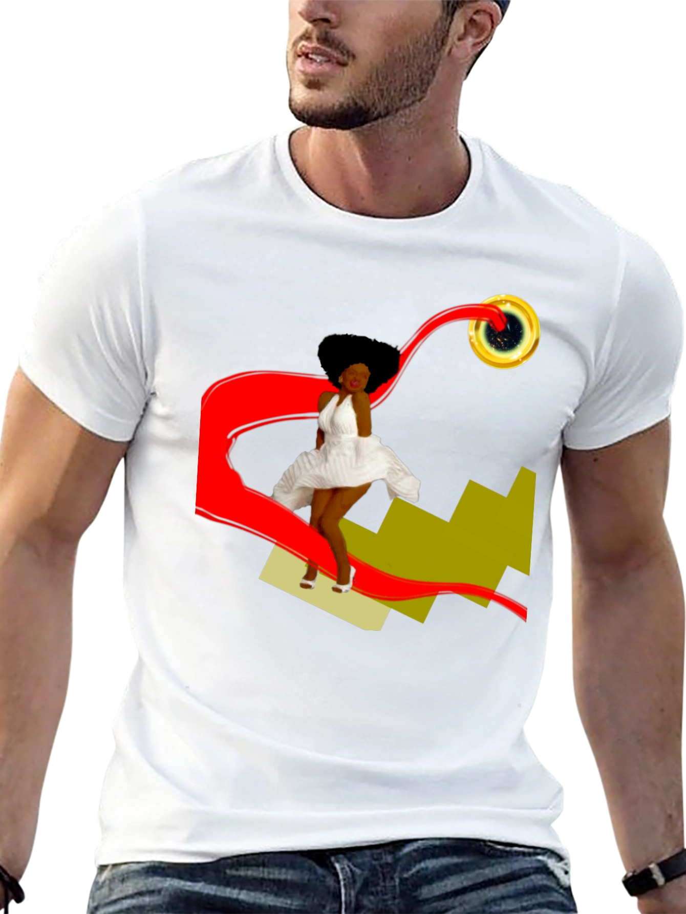 Black Stylish Graphic T-Shirt: Retro-Pop Art Design view 13