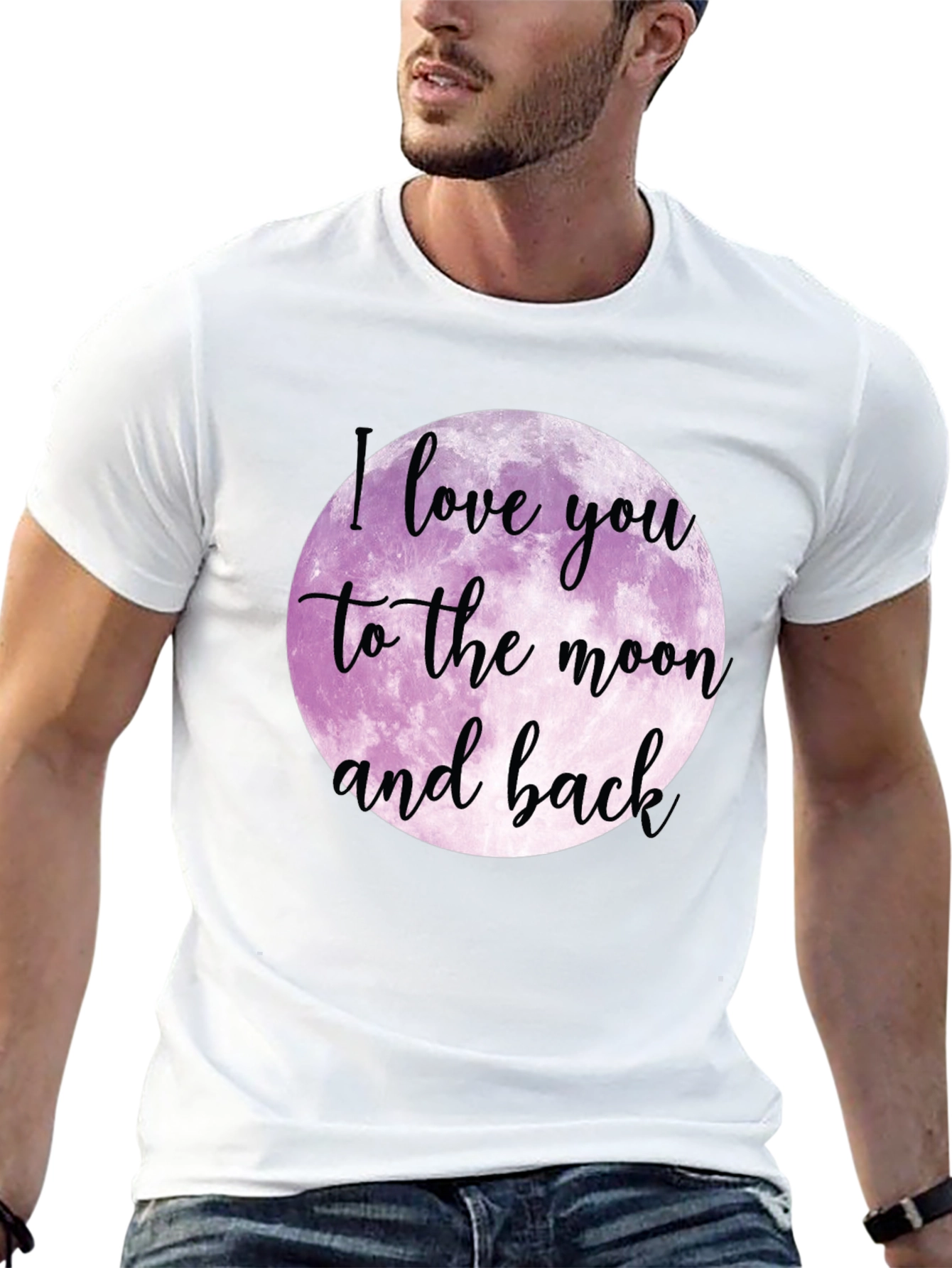 Black I Love You to the Moon and Back Black T-Shirt view 13