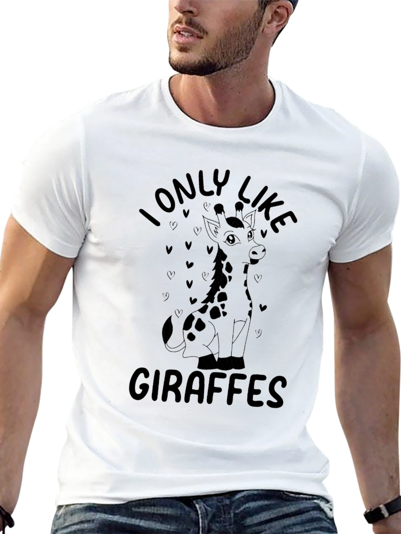 Black I Only Like Giraffes T-Shirt view 13