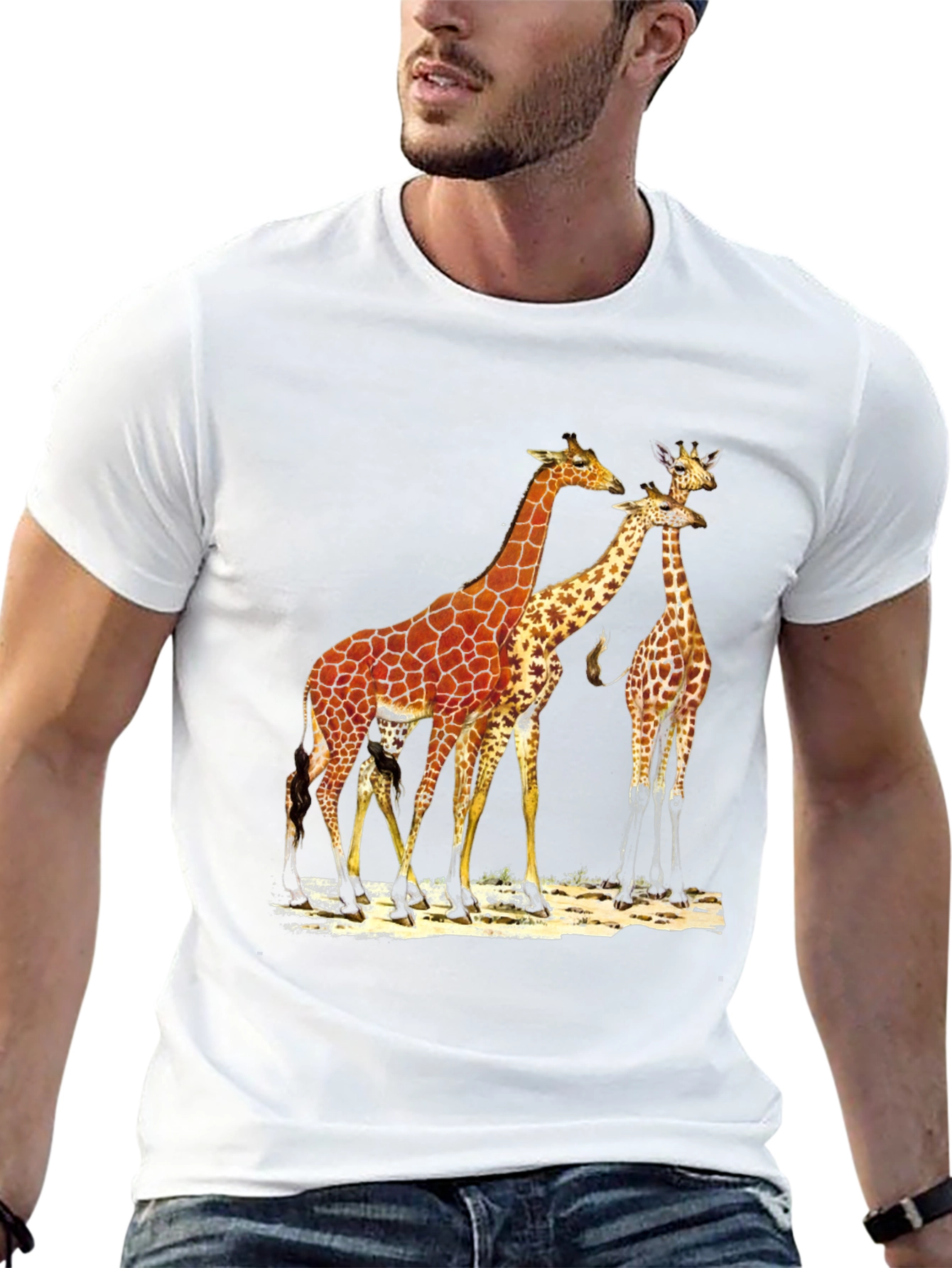 Black Giraffe Graphic Print Black T-Shirt view 13