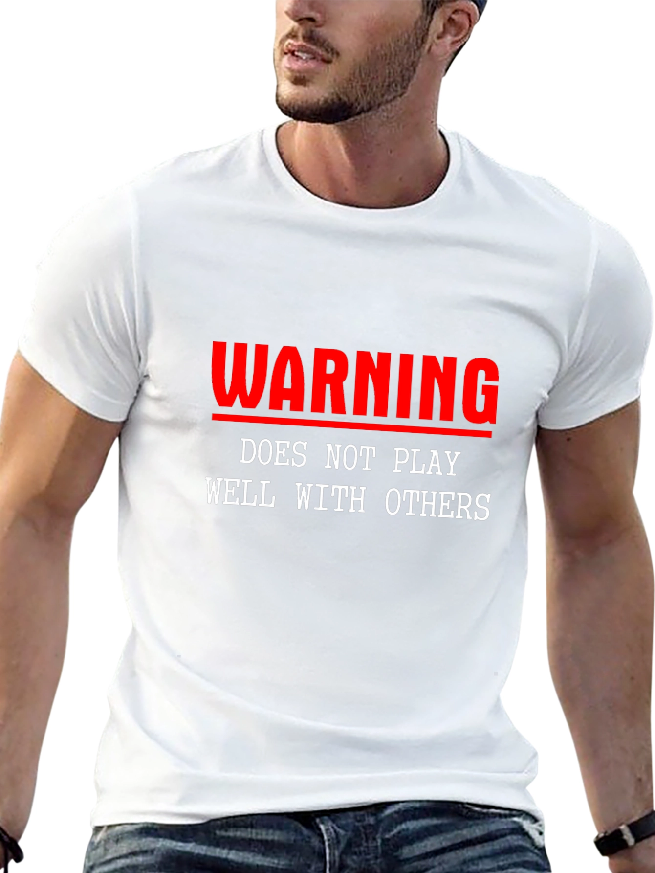 Black Warning: Does Not Play Well With Others T-Shirt view 13