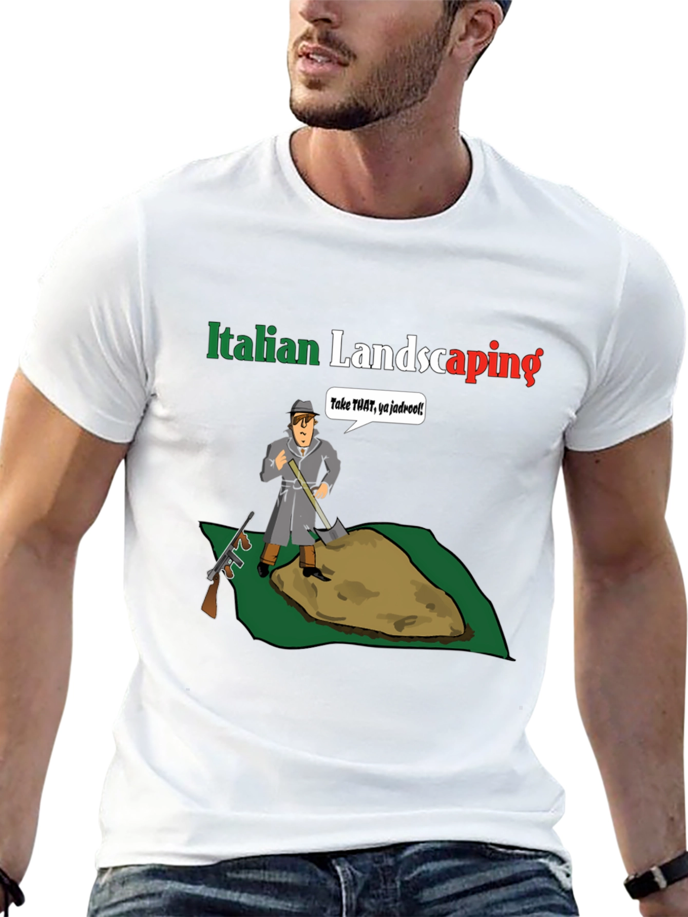 Black Italian Landscaping T-Shirt view 13