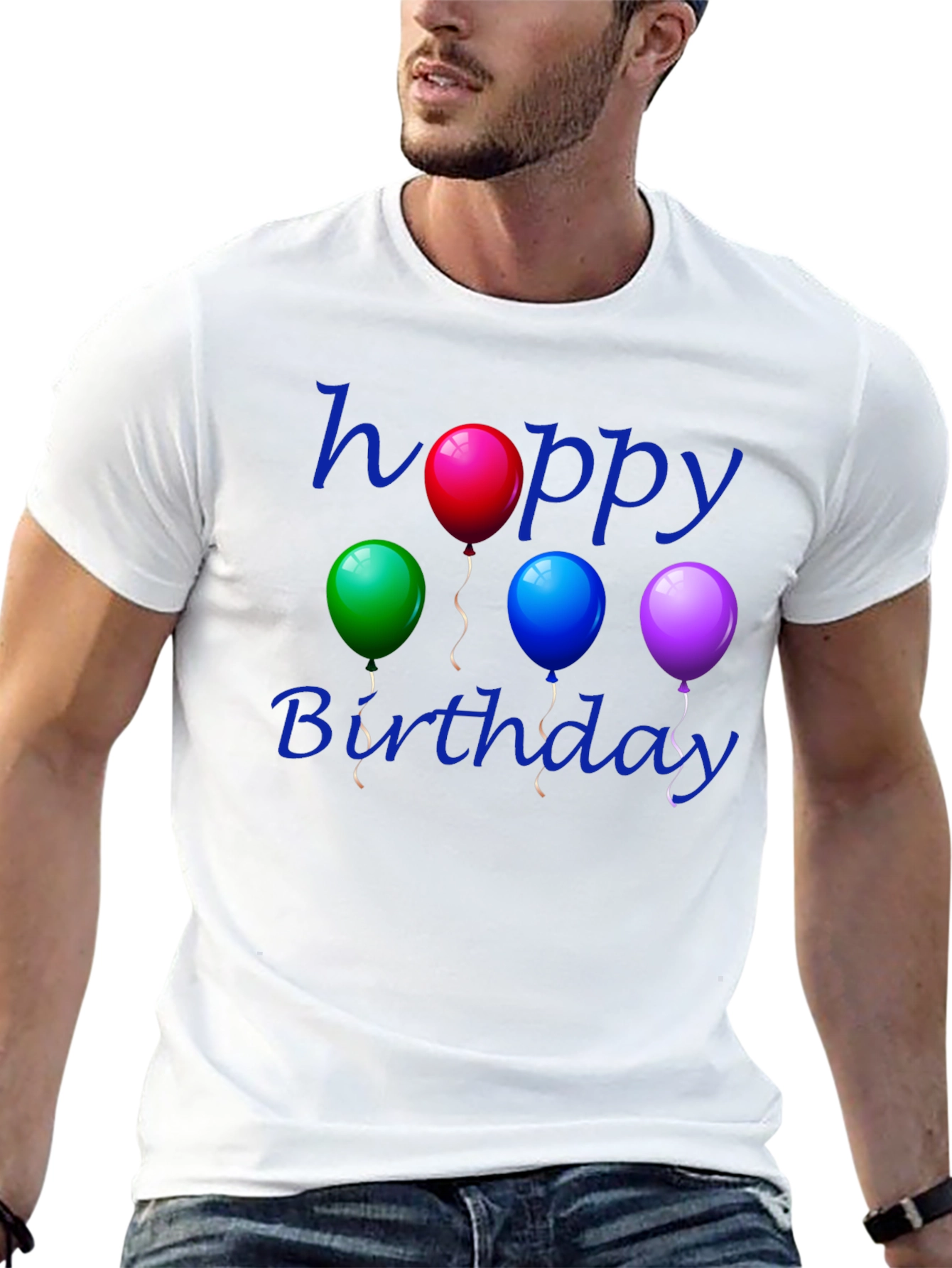 Black Happy Birthday Balloon T-Shirt - Black Cotton view 13