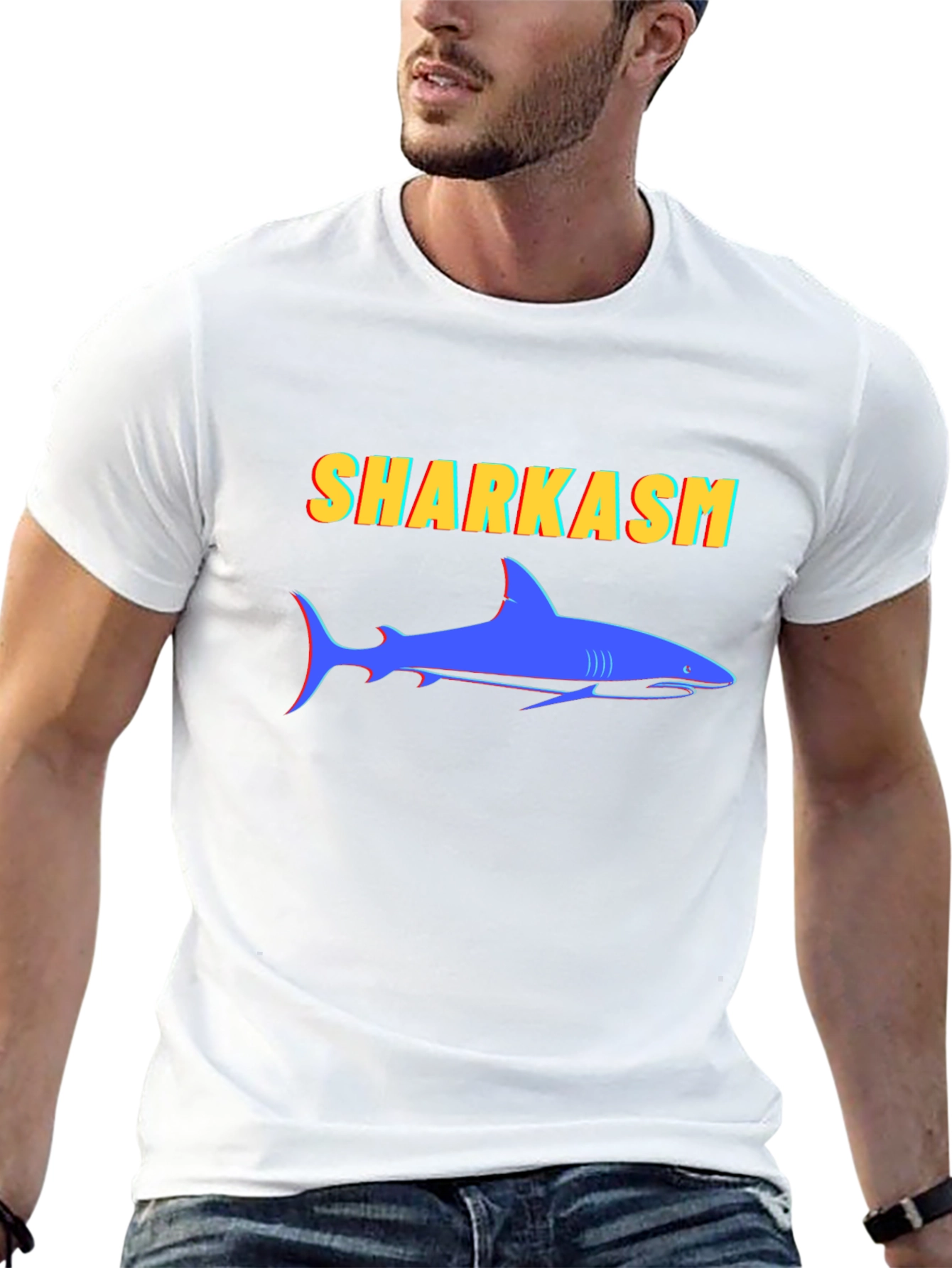 Black Sharkasm Graphic Tee - Funny Shark T-Shirt view 13