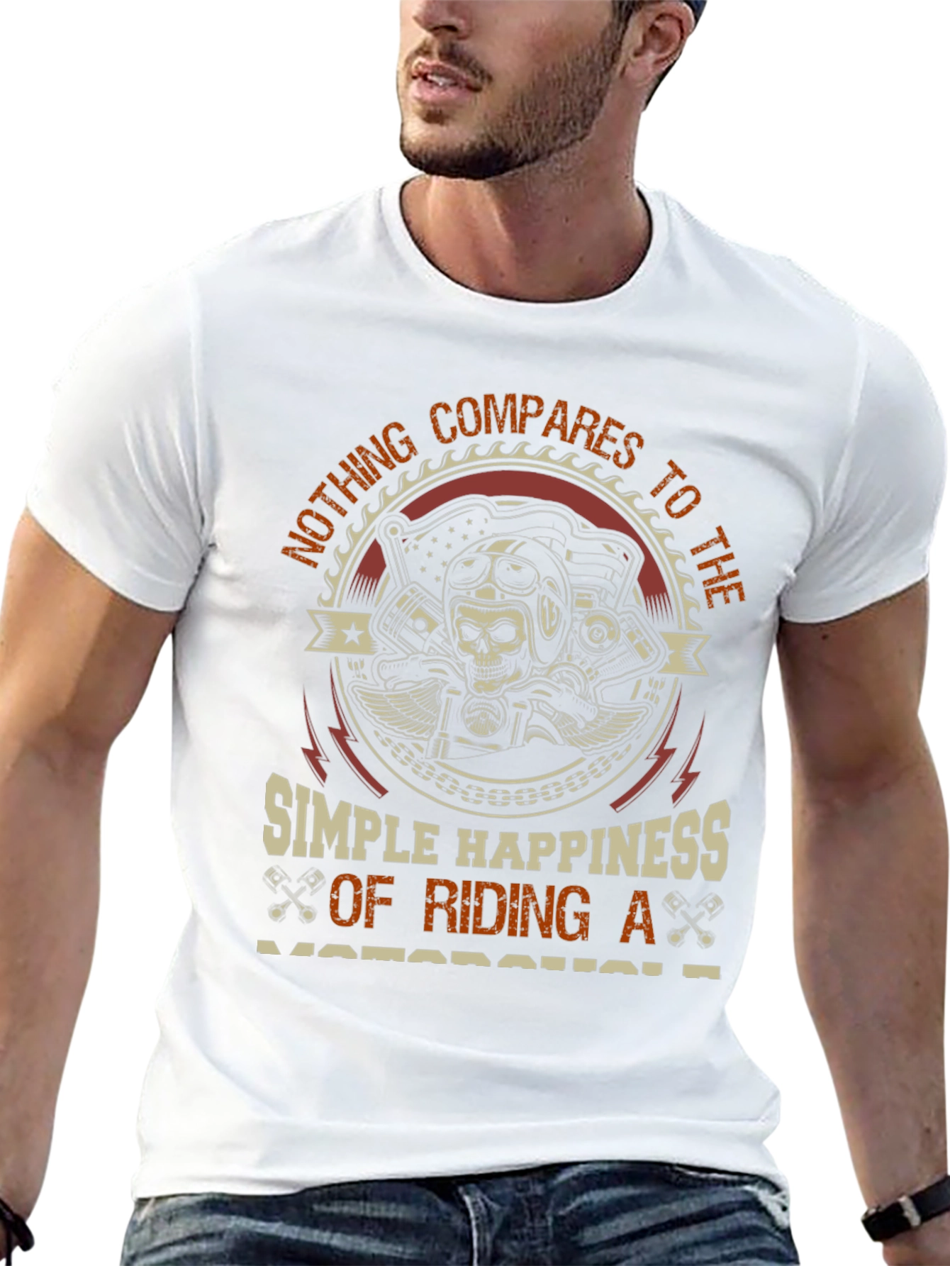 Black Motorcycle Rider T-Shirt - Simple Happiness Design view 13