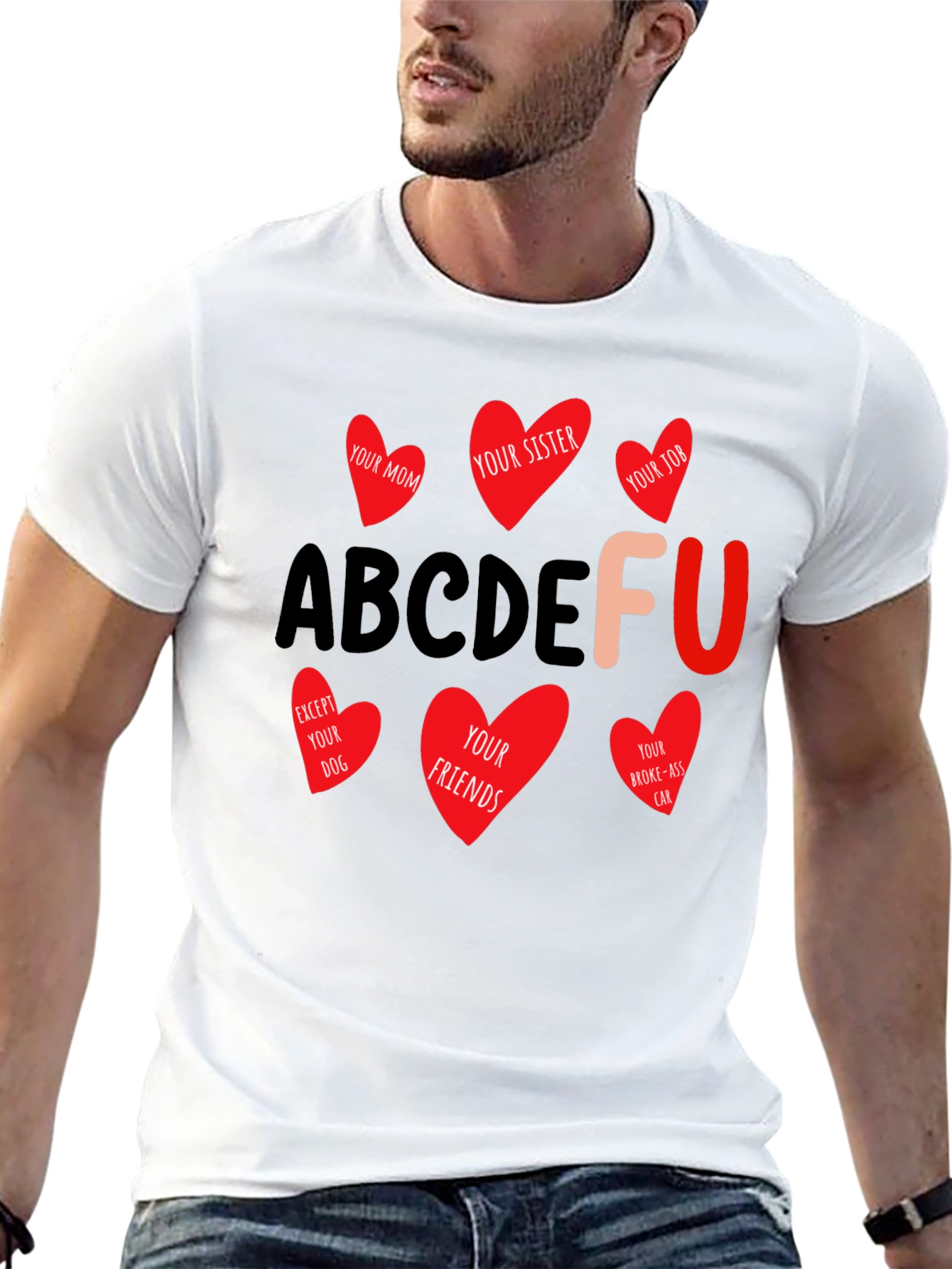 Black ABCDEFU T-Shirt Funny Graphic Tee view 13