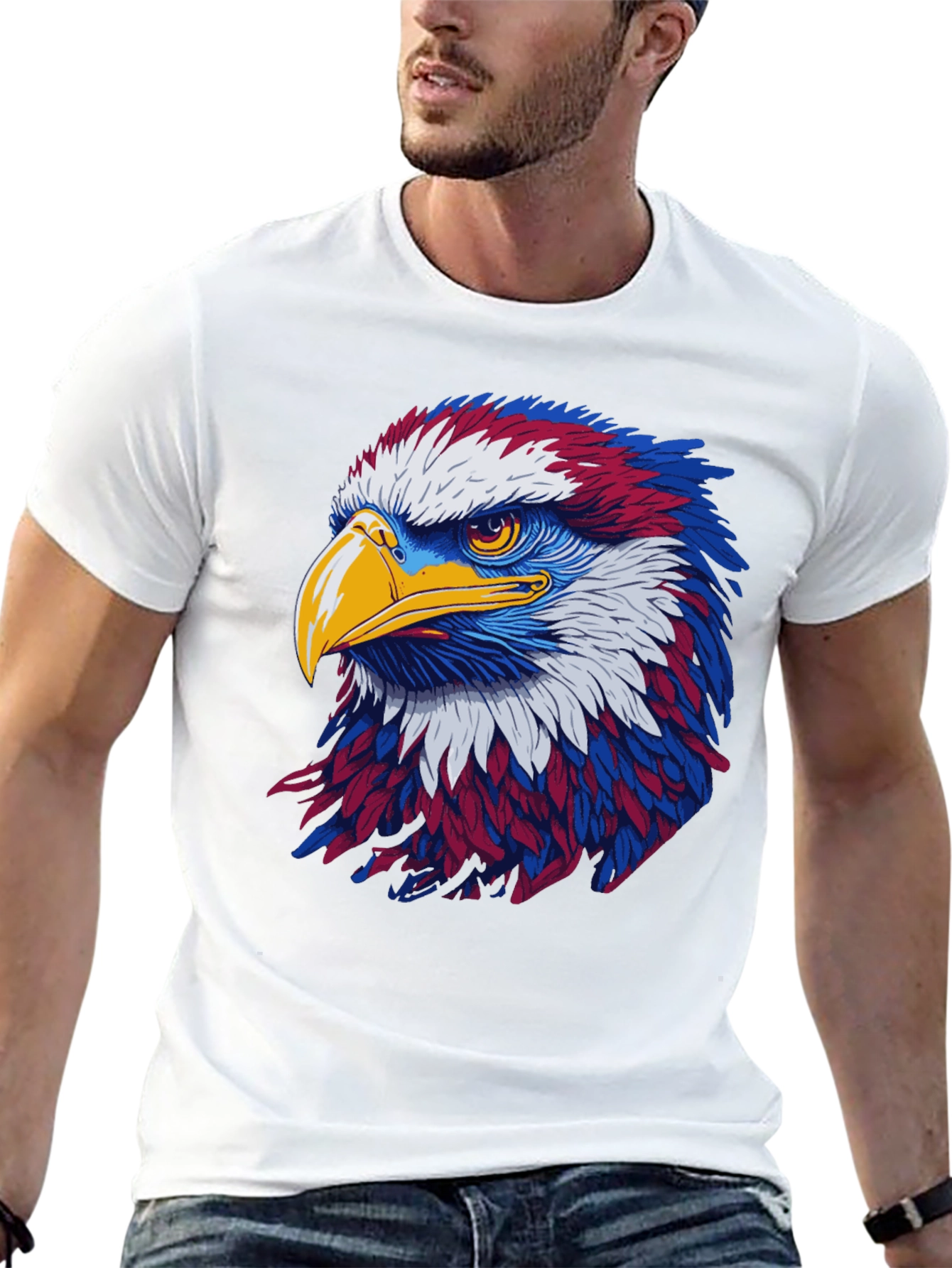 Black Patriotic Eagle Graphic Black T-Shirt view 13
