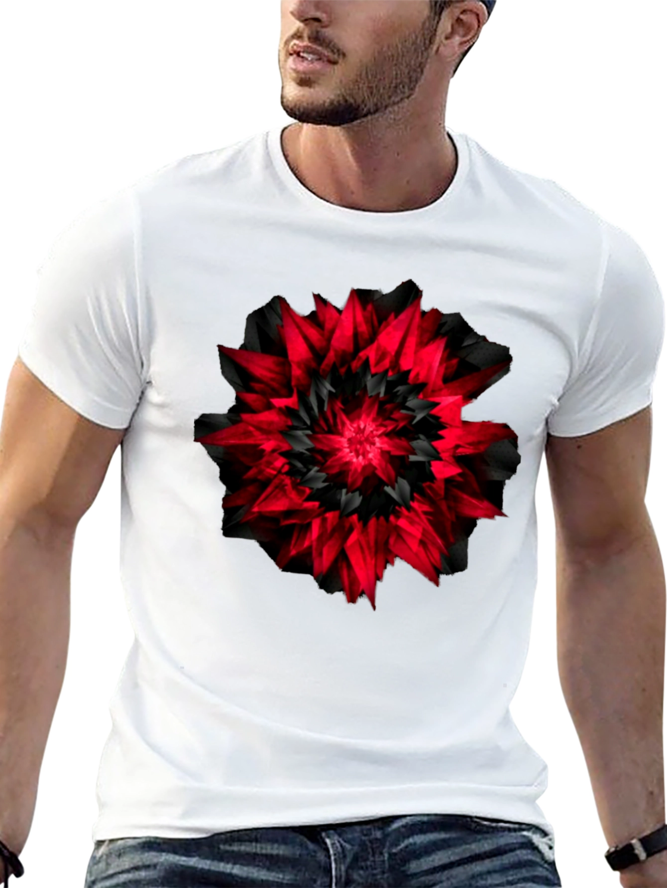 Black Abstract Black & Red Graphic Tee view 13