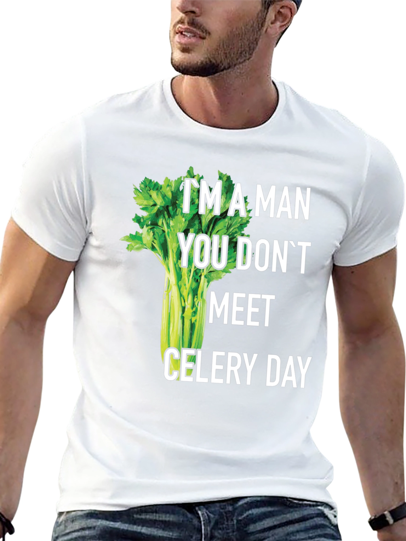 Black I'm A Man Celery Day T-Shirt Funny Graphic Tee view 13