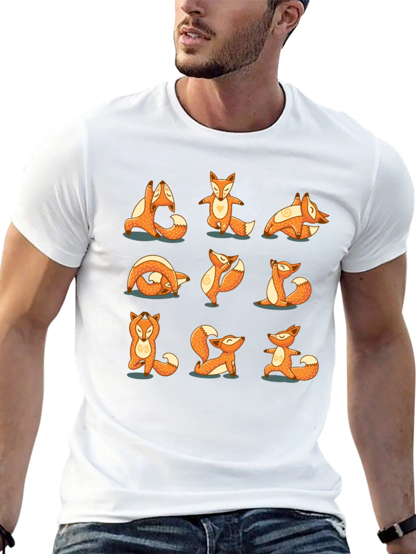 Black Yoga Fox T-Shirt: Peaceful Poses view 13