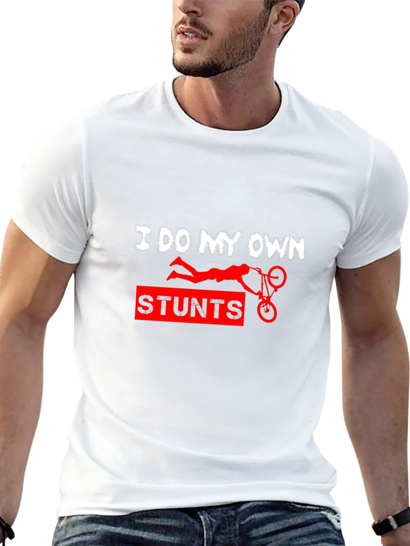 Black I Do My Own Stunts Funny Graphic Tee view 13