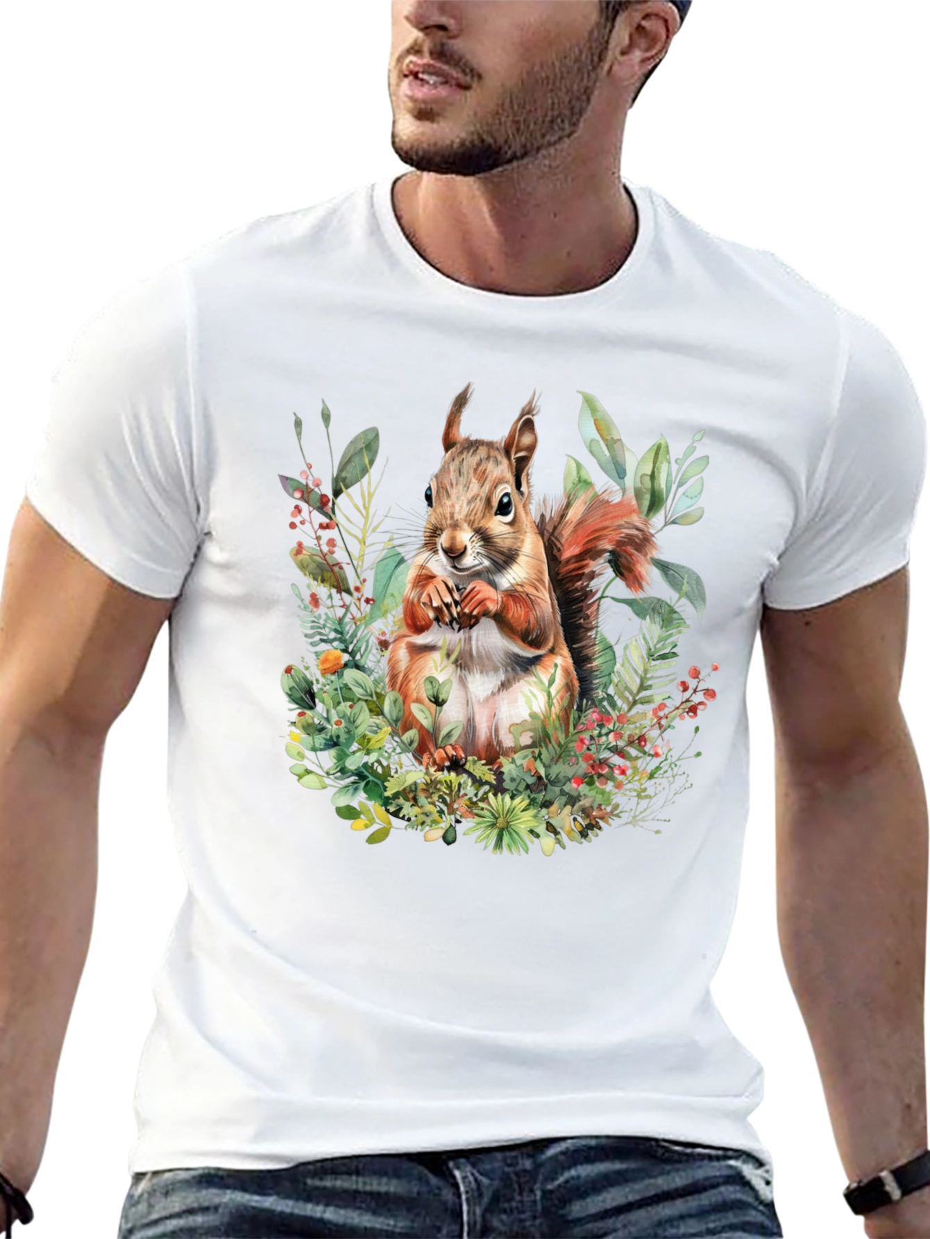 Black Squirrel Floral Print T-Shirt view 13