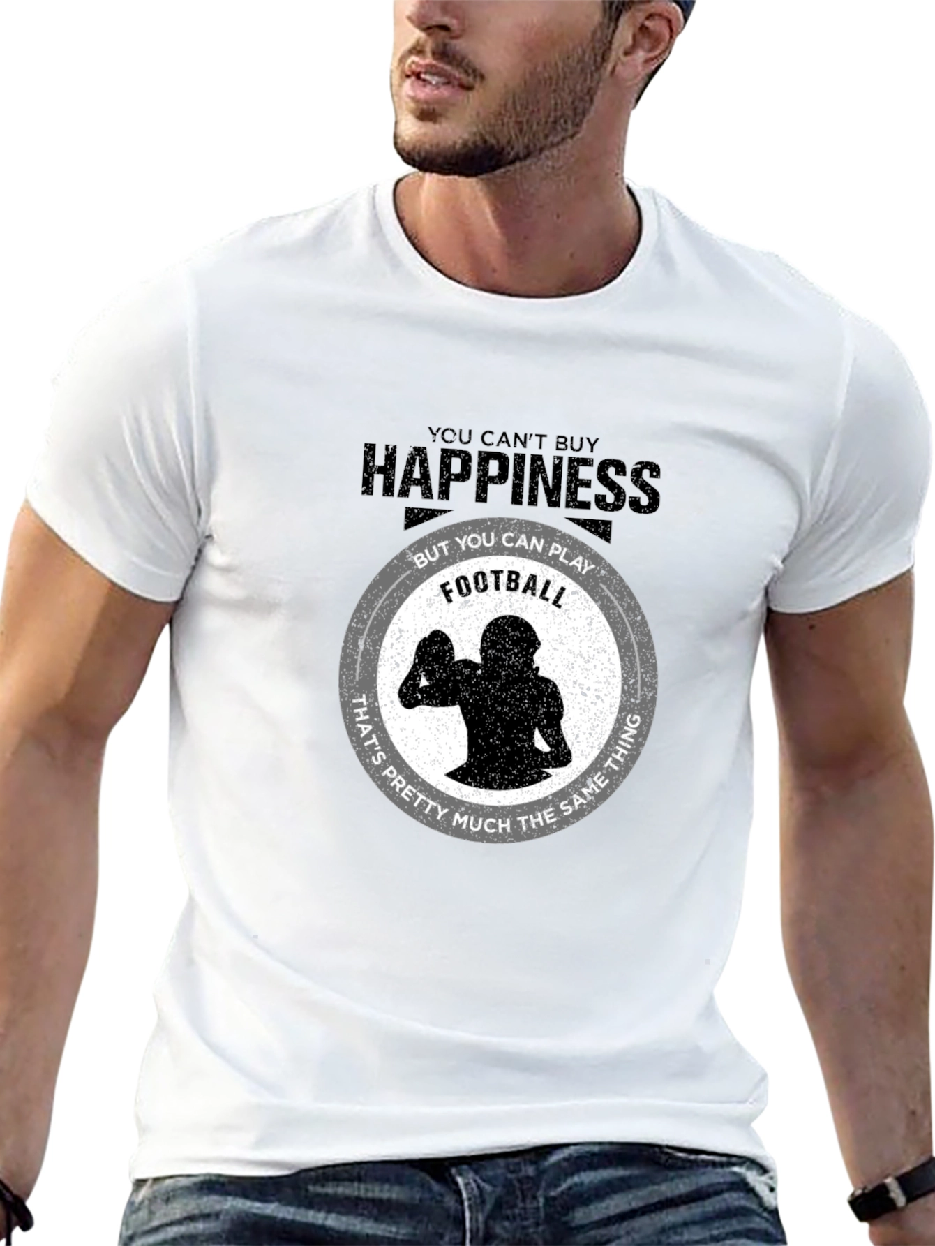 Black Happiness Football T-Shirt - Play Your Way to Joy! view 13