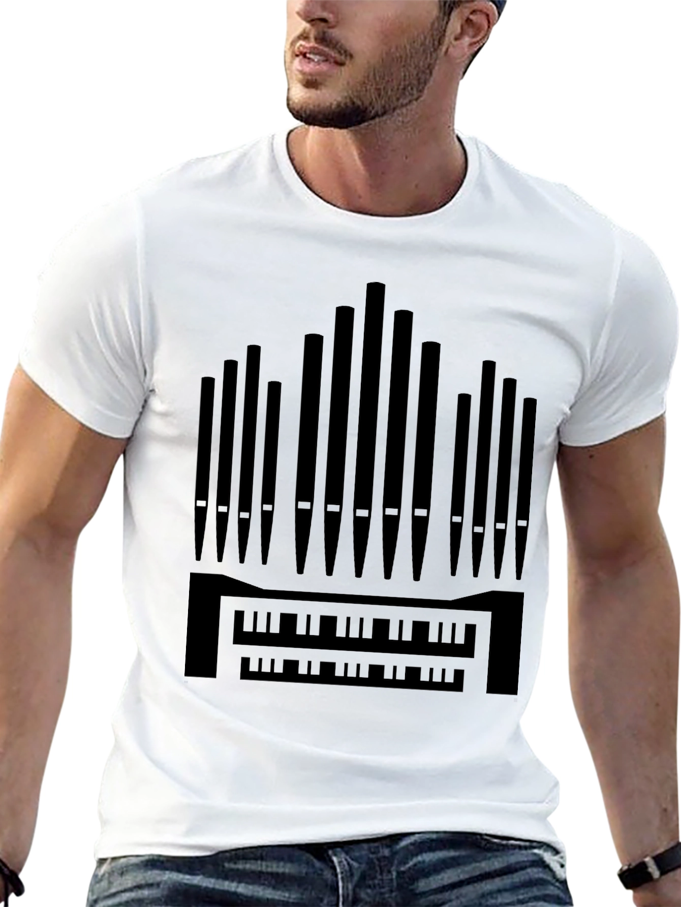 Black Organ T-Shirt - Black Musical Instrument Tee view 13