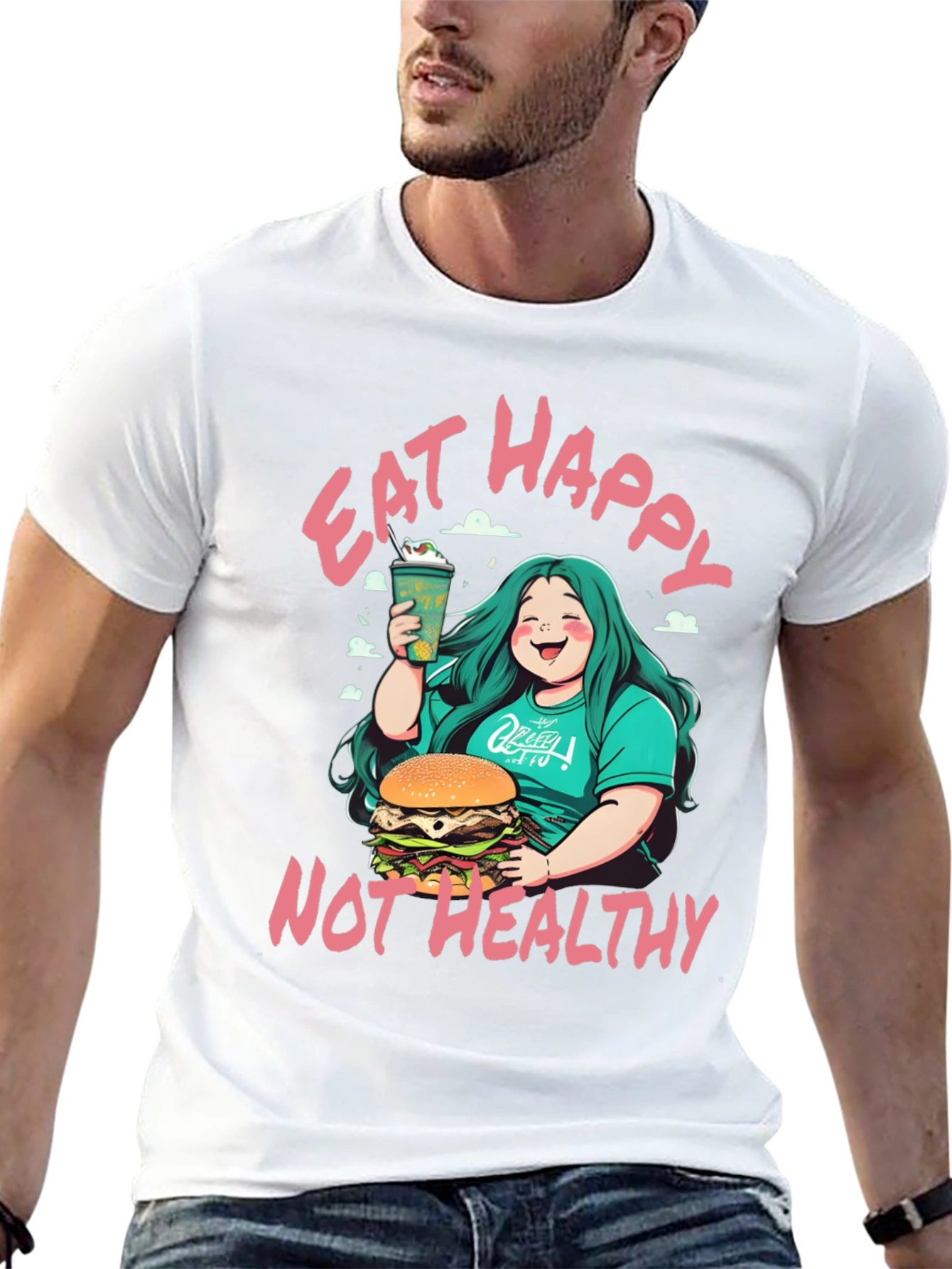 Eat Happy Not Healthy T-Shirt - Bold Graphic Tee - 13