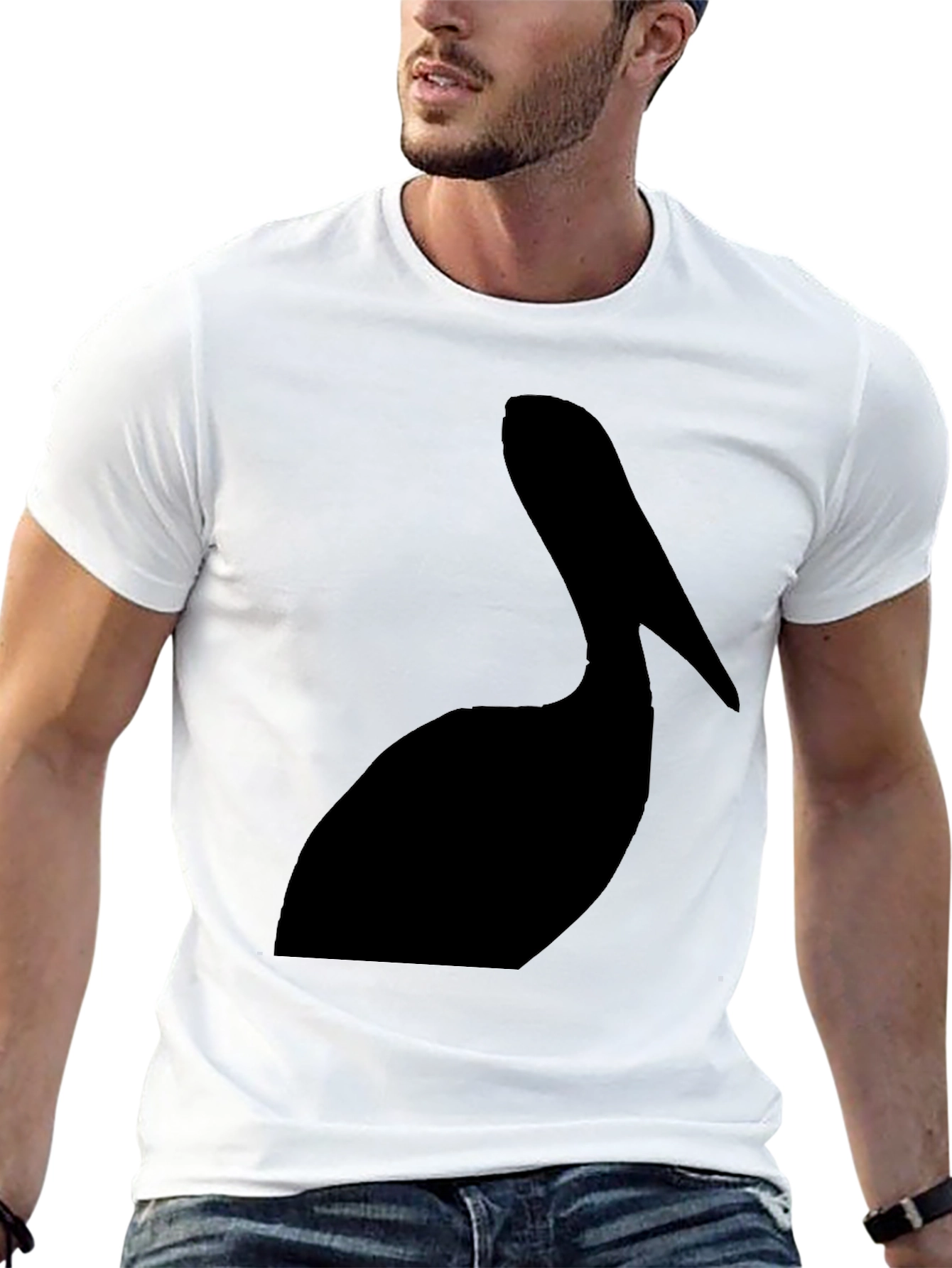 Black Pelican Silhouette Graphic Tee - Black Cotton T-Shirt view 13