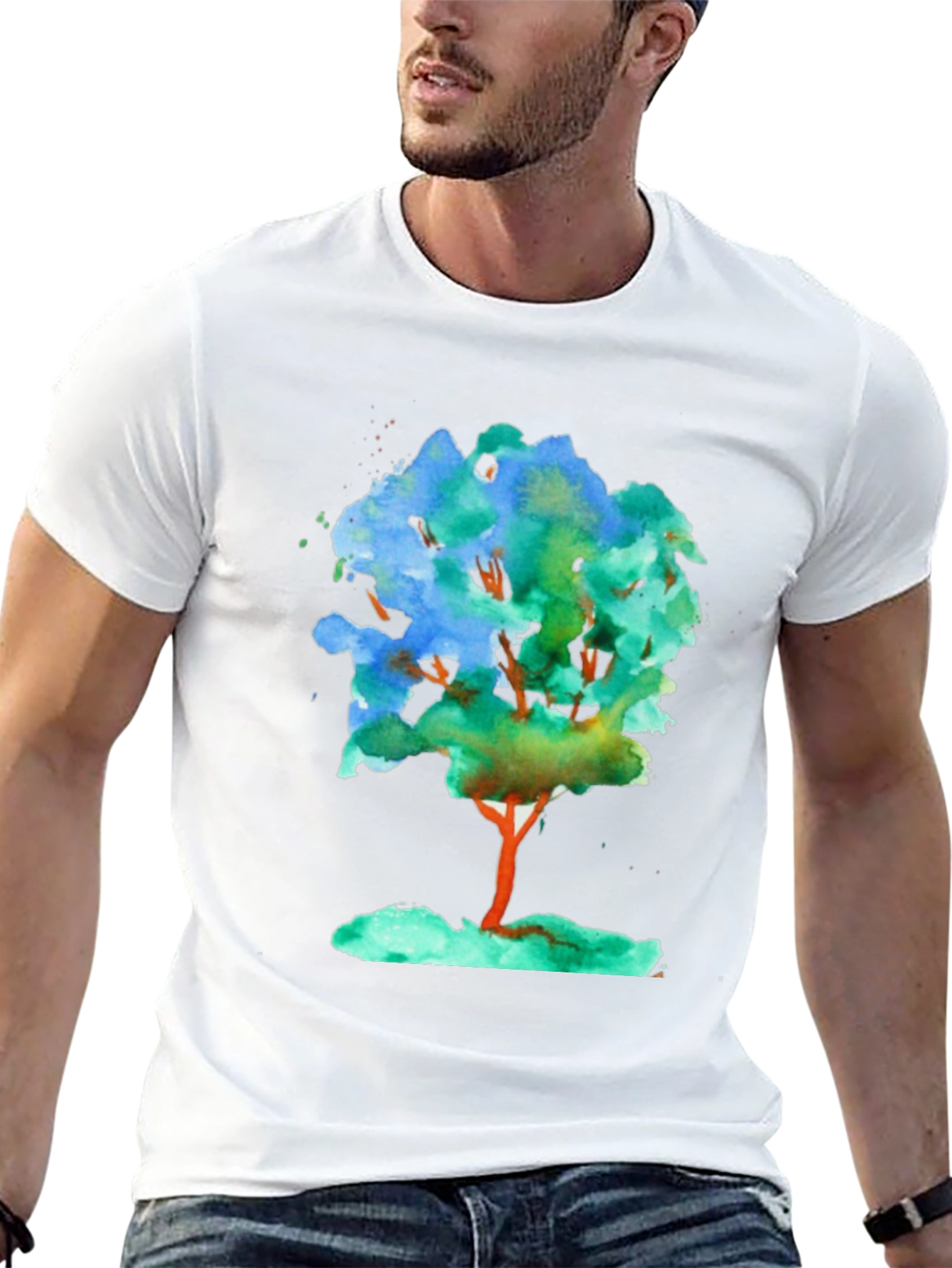 Black Watercolor Tree Graphic T-Shirt view 13