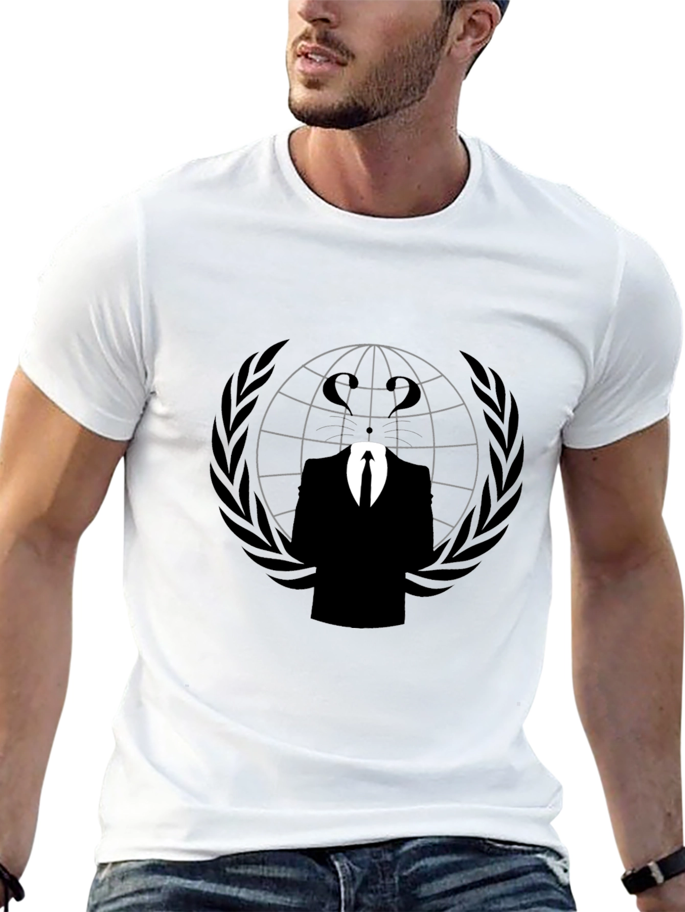 Black Anonymous Graphic Print Black T-Shirt view 13