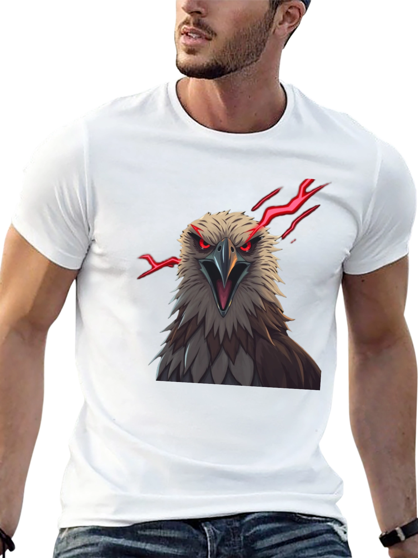 Black Men's Eagle Graphic Print Tee - Black view 13