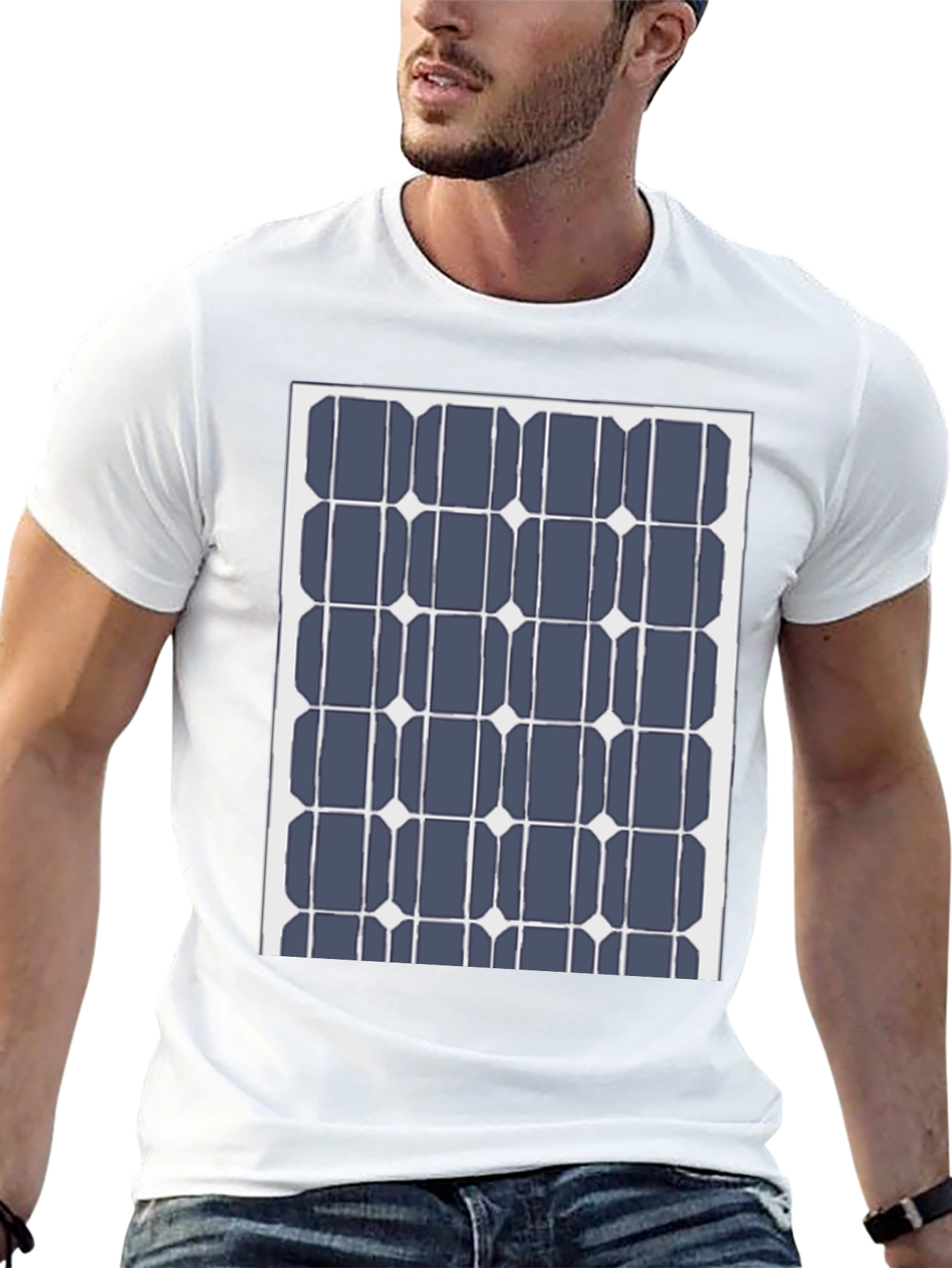 Black Solar Panel Grid Black Tee view 13