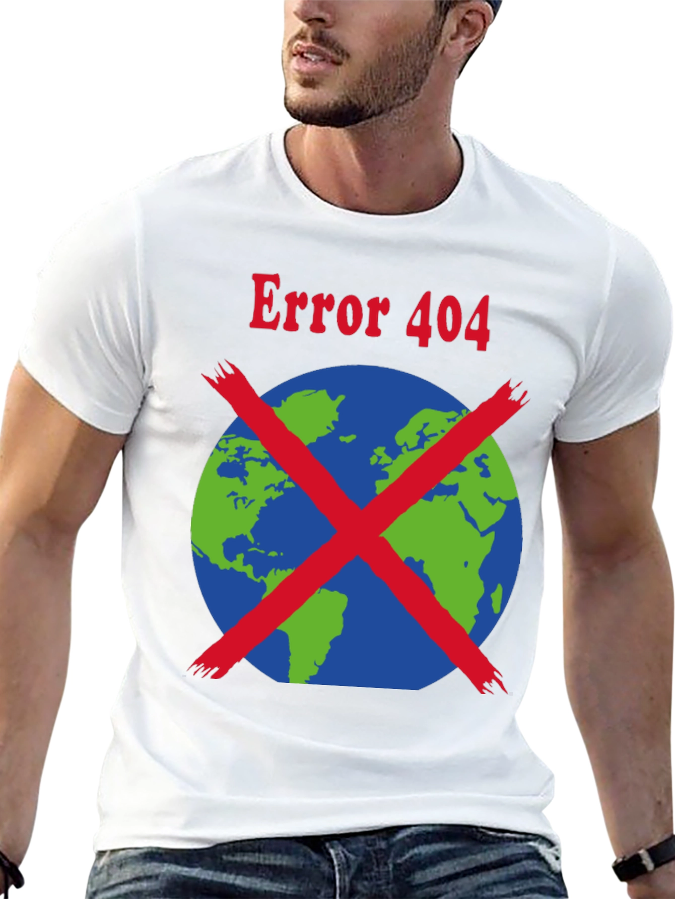 Black Error 404 Earth Graphic T-Shirt view 13